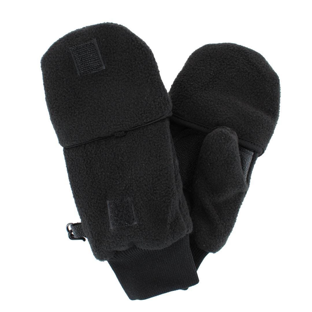 Polar Wear Kid's 2-4 Winter Fleece Convertible Fingerless Glove to Mitten - Black