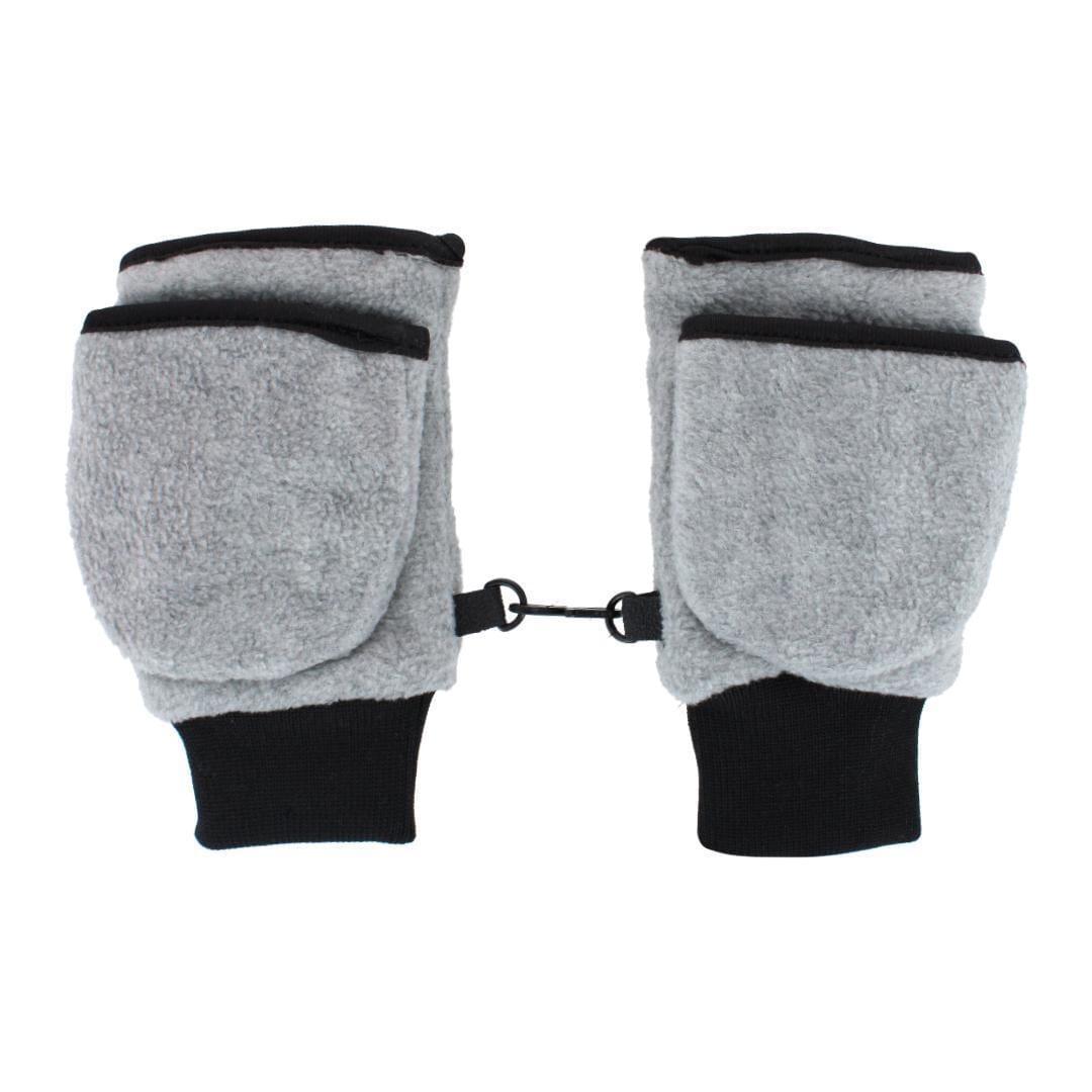 Polar Wear Kid's 2-4 Winter Fleece Convertible Fingerless Glove to Mitten - Light Grey