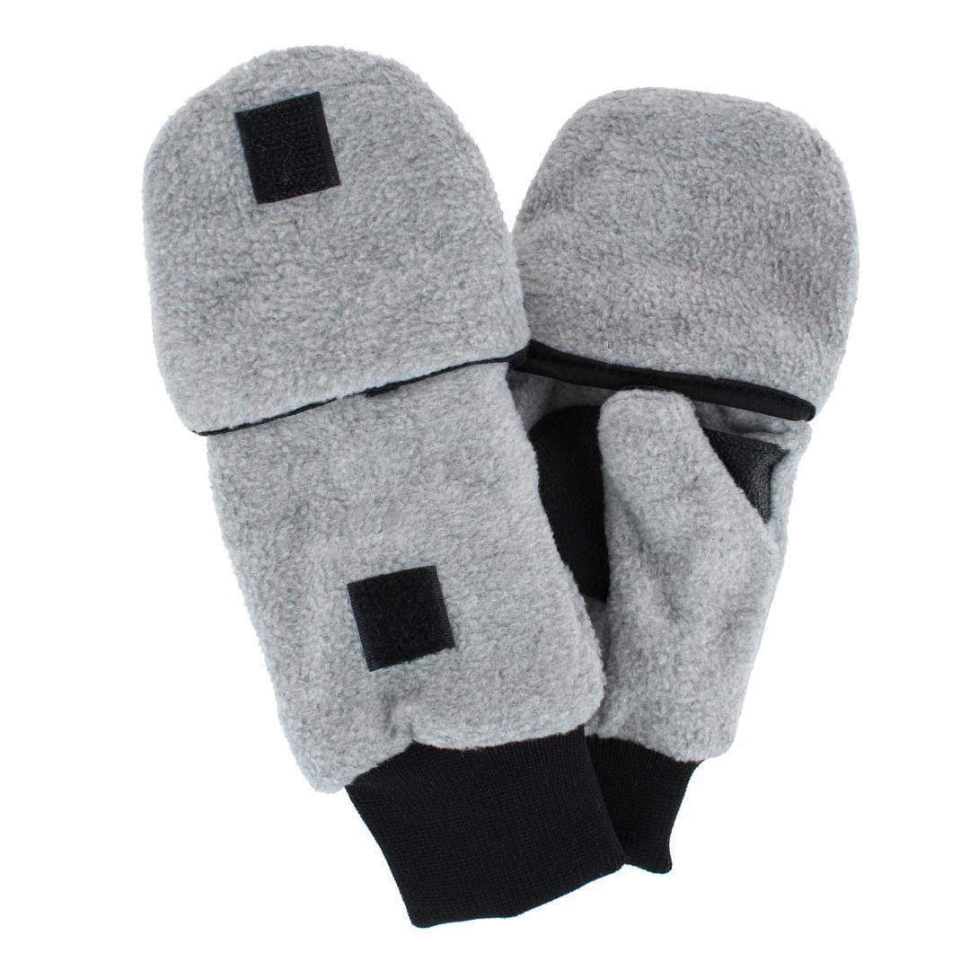 Polar Wear Kid's 2-4 Winter Fleece Convertible Fingerless Glove to Mitten - Light Grey