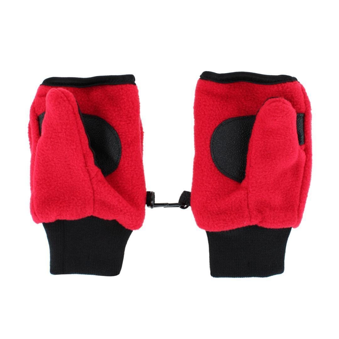Polar Wear Kid's 2-4 Winter Fleece Convertible Fingerless Glove to Mitten - Red