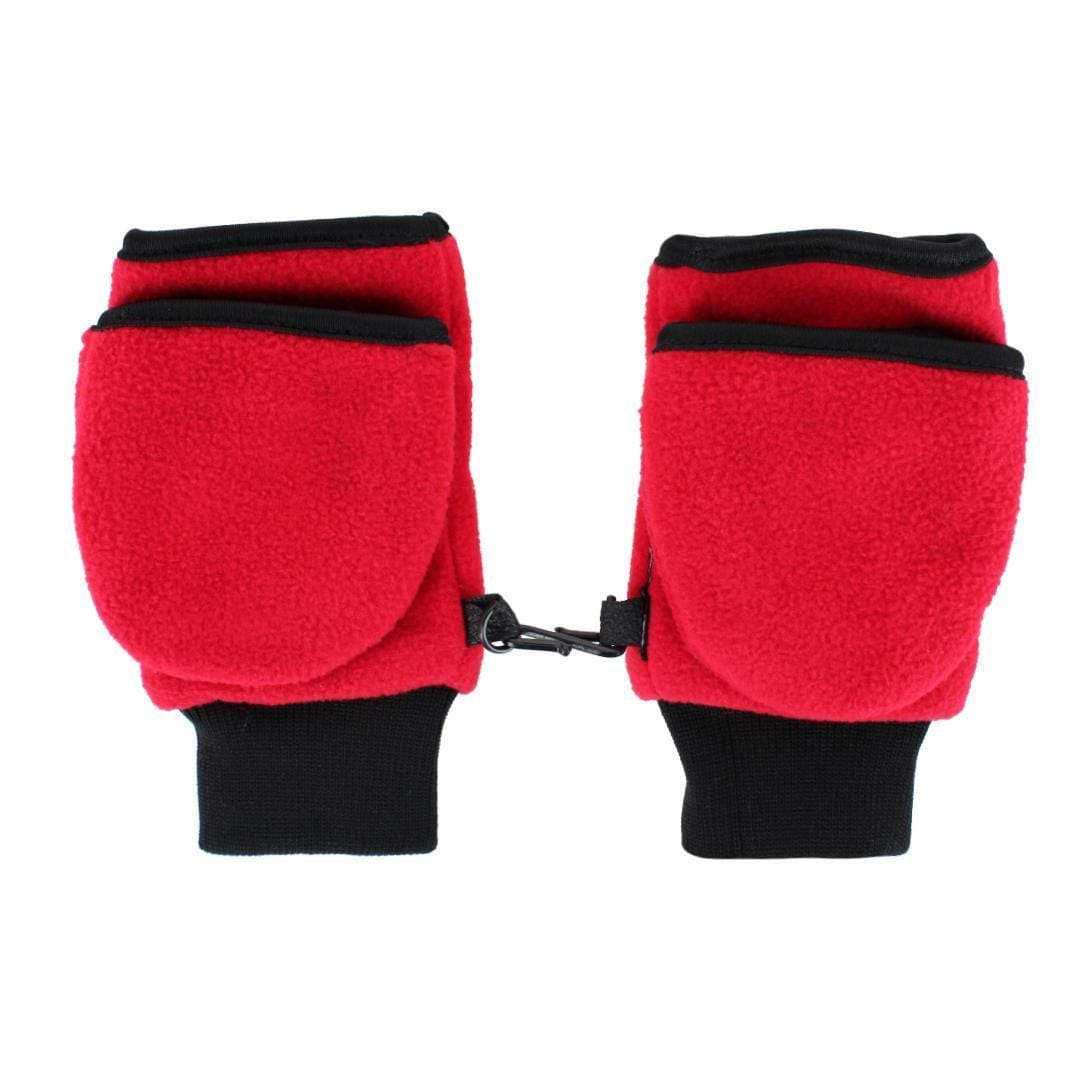 Polar Wear Kid's 2-4 Winter Fleece Convertible Fingerless Glove to Mitten - Red