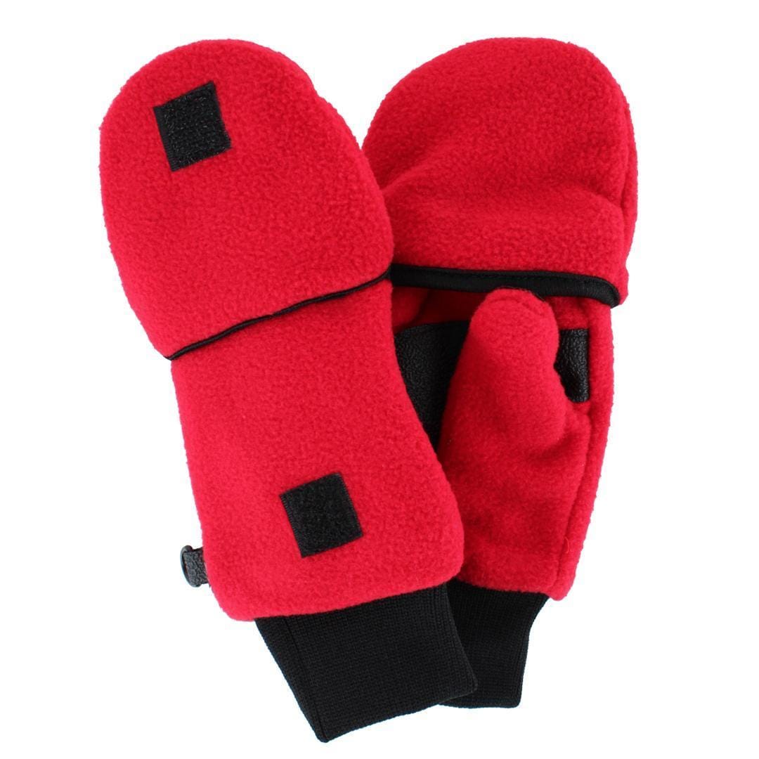 Polar Wear Kid's 2-4 Winter Fleece Convertible Fingerless Glove to Mitten - Red