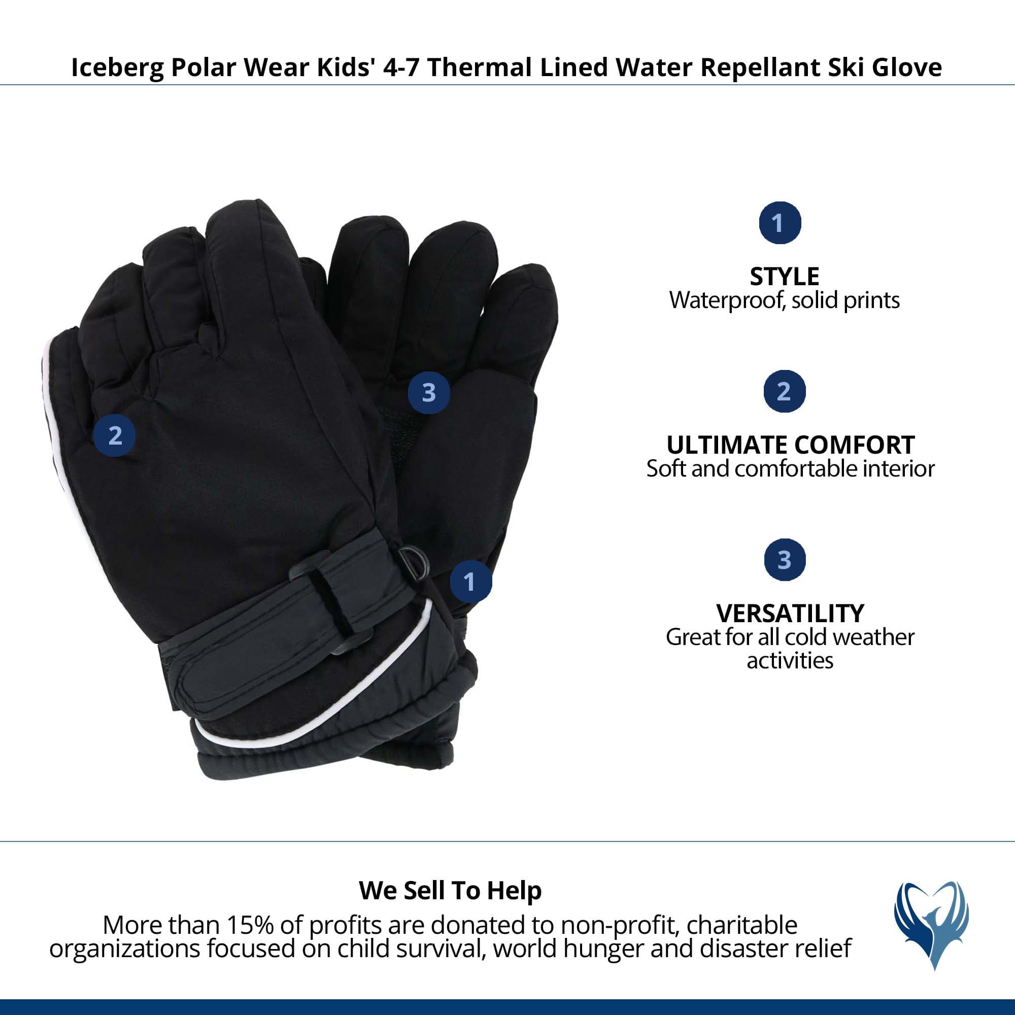 Iceberg Polar Wear Kids' 4-7 Thermal Lined Water Repellant Ski Glove - Black