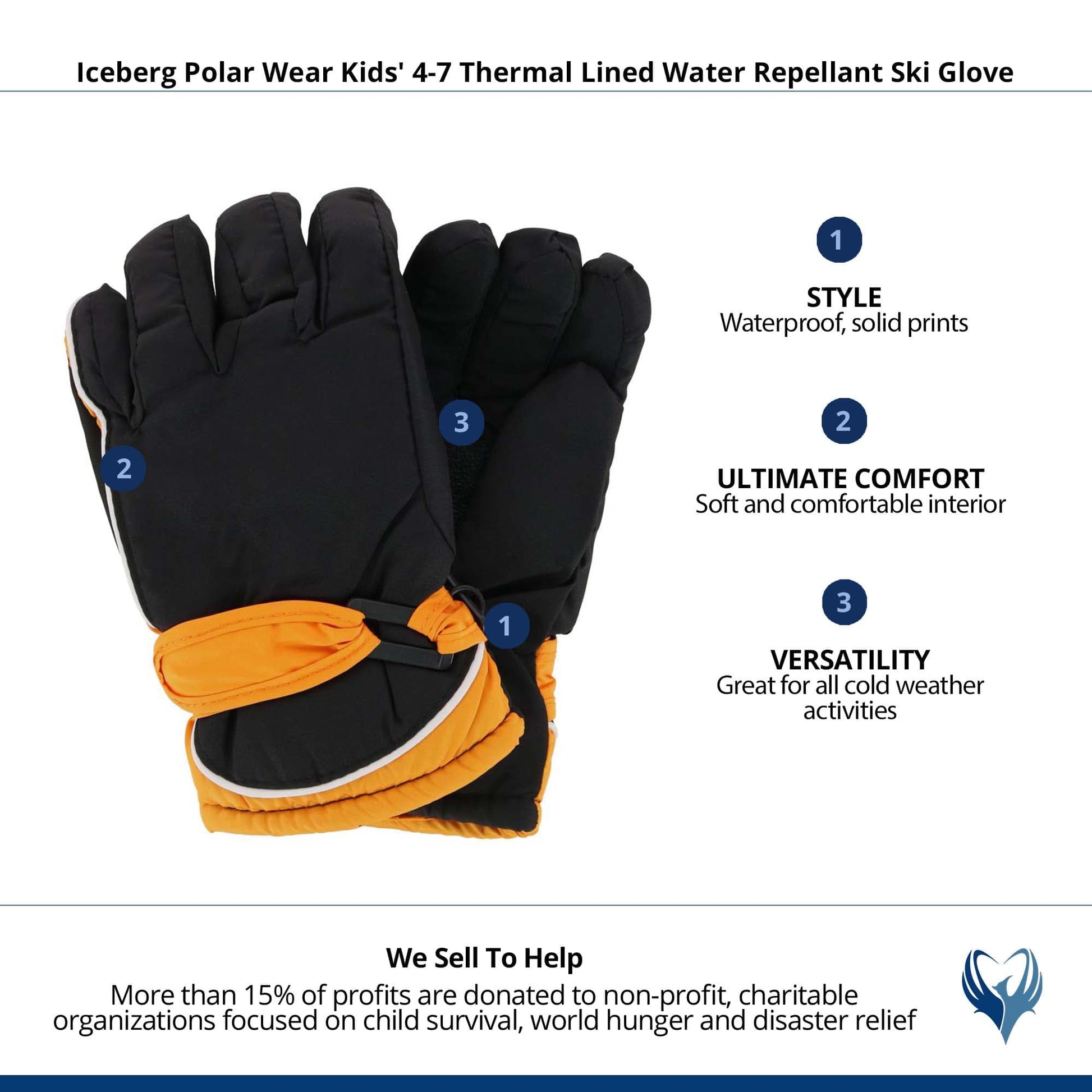 Iceberg Polar Wear Kids' 4-7 Thermal Lined Water Repellant Ski Glove - Yellow