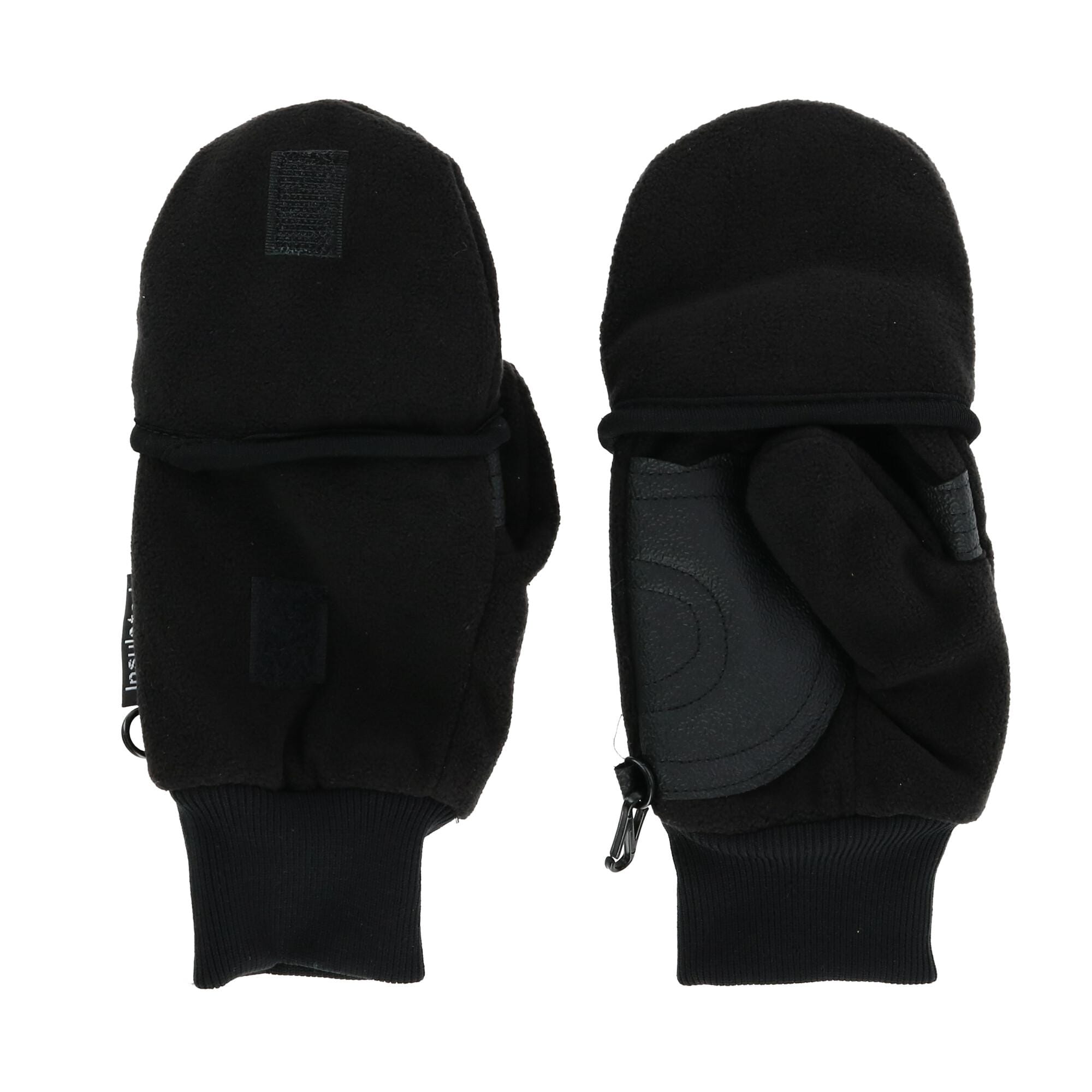 CTM® Kids' and Teens' Fleece Convertible Fingerless Winter Mitten / Gloves - Black