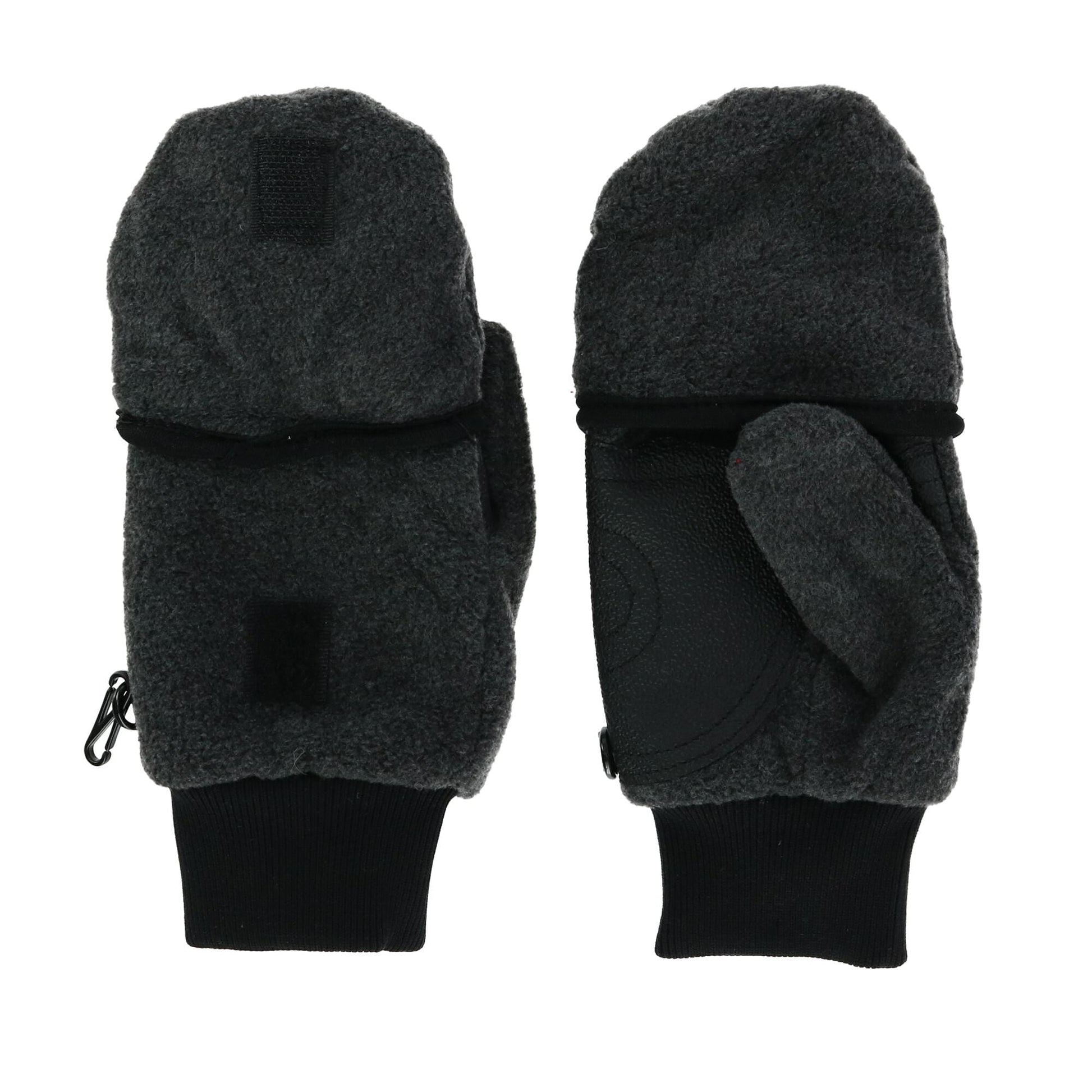 CTM® Kids' and Teens' Fleece Convertible Fingerless Winter Mitten / Gloves - Grey