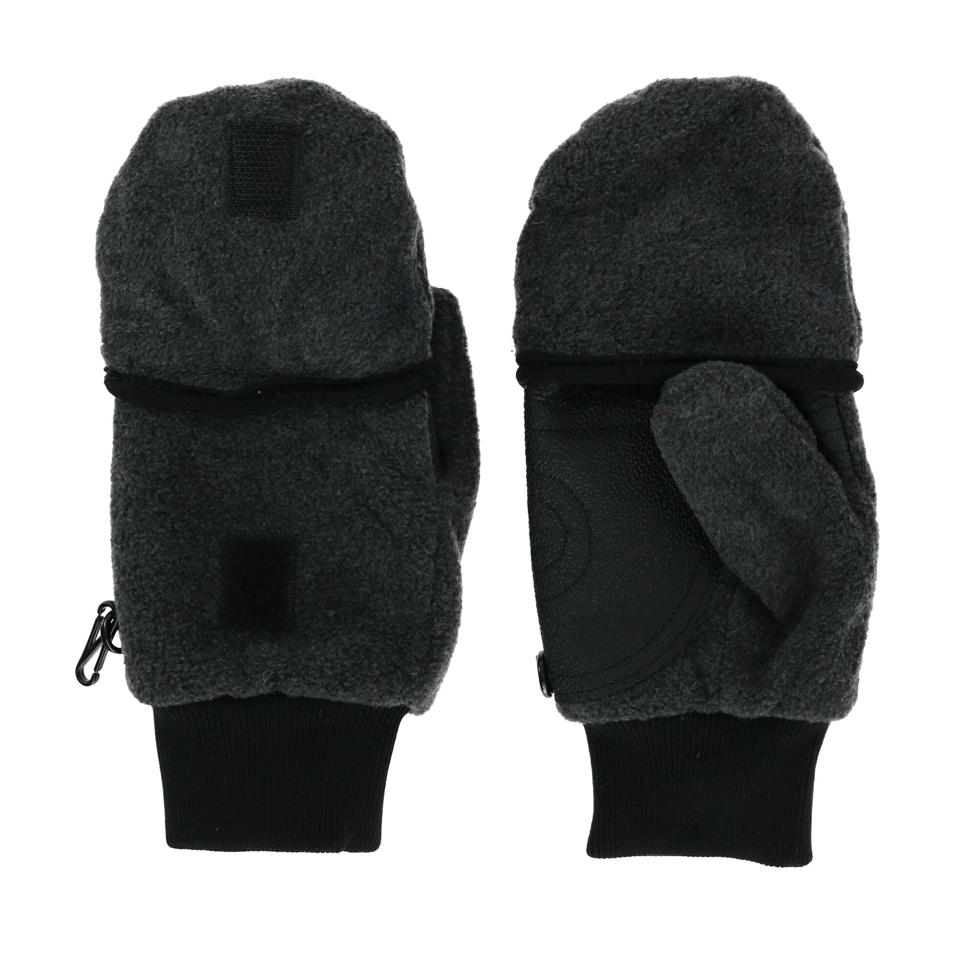 CTM® Kids' and Teens' Fleece Convertible Fingerless Winter Mitten / Gloves - Grey