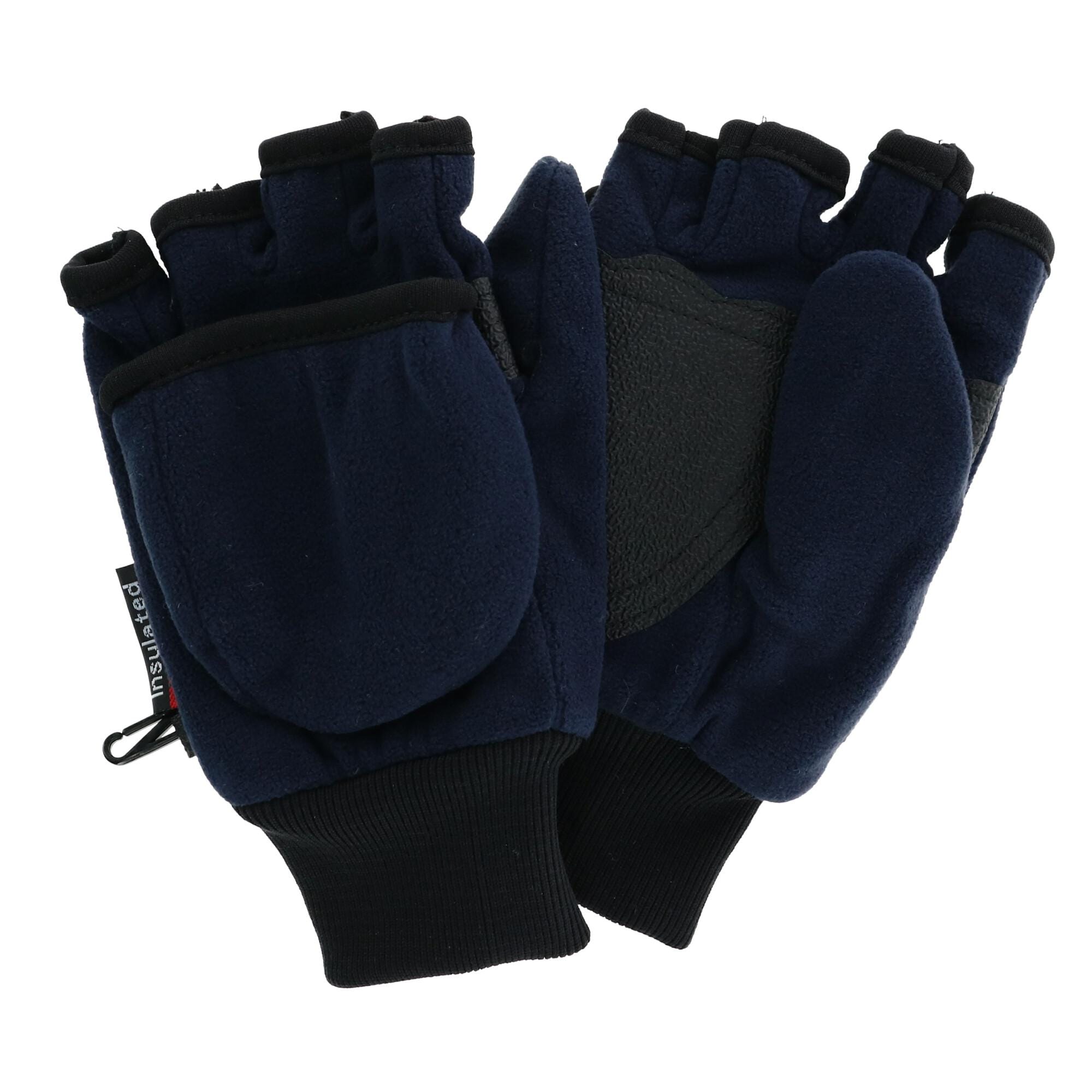 CTM® Kids' and Teens' Fleece Convertible Fingerless Winter Mitten / Gloves - Navy
