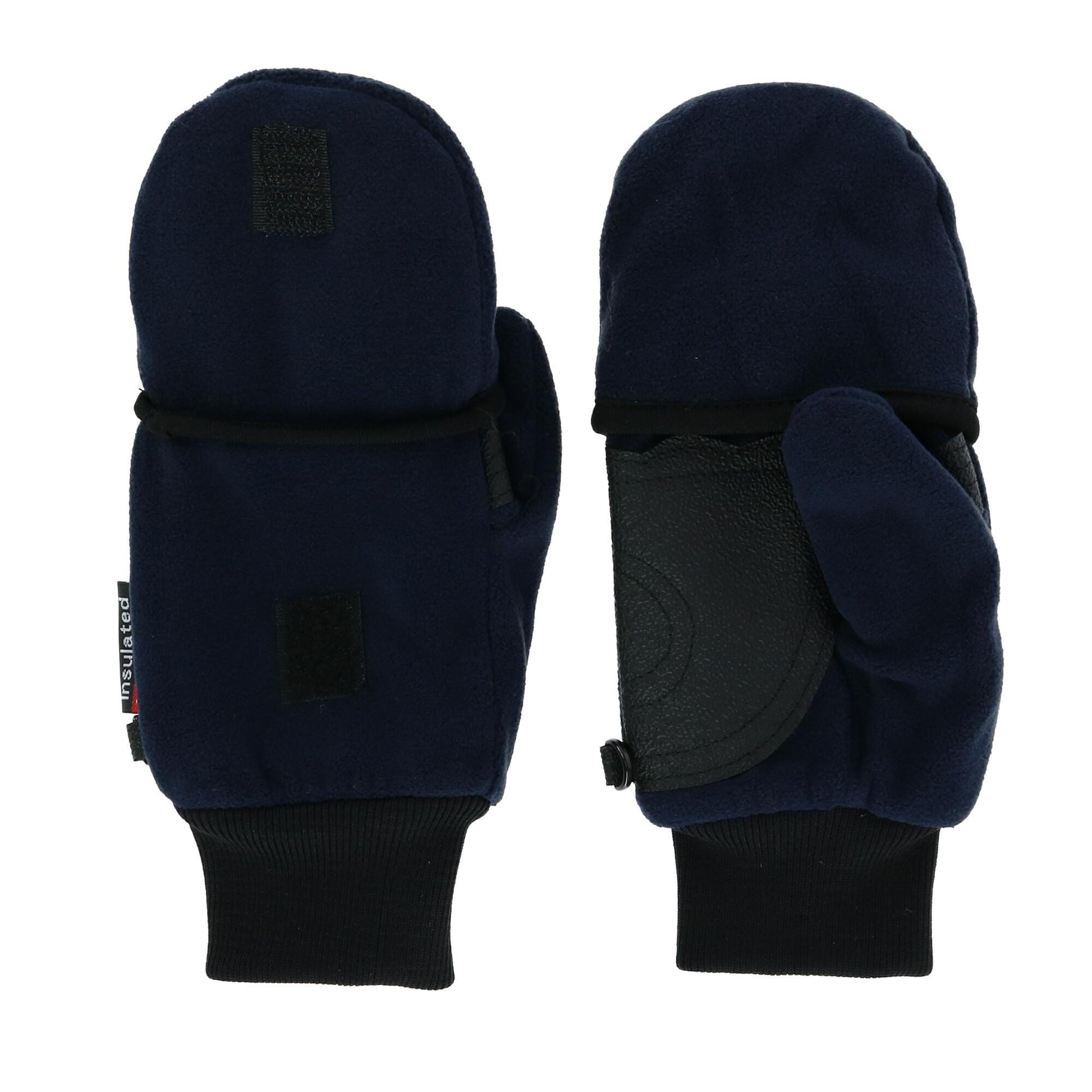 CTM® Kids' and Teens' Fleece Convertible Fingerless Winter Mitten / Gloves - Navy