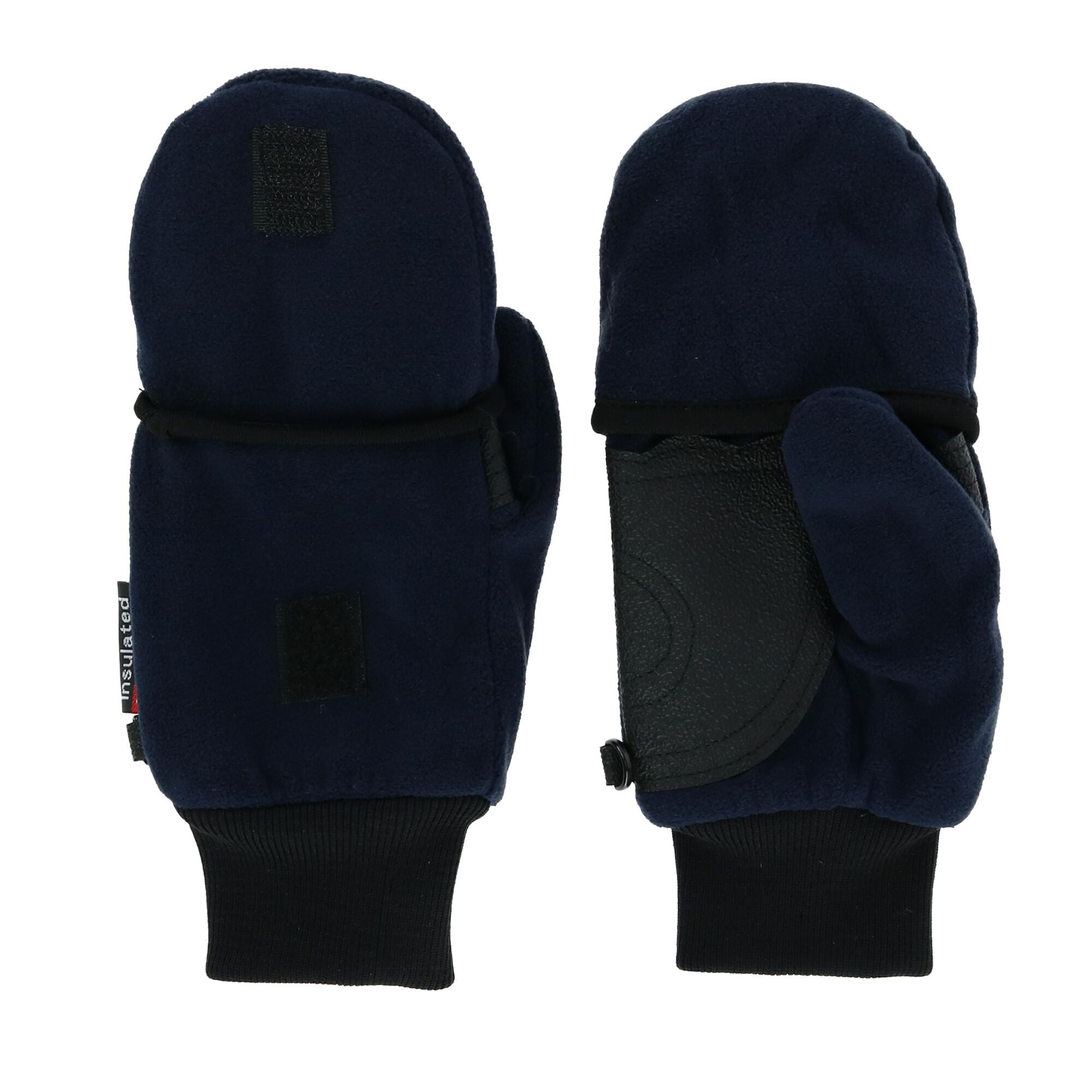 CTM® Kids' and Teens' Fleece Convertible Fingerless Winter Mitten / Gloves - Navy
