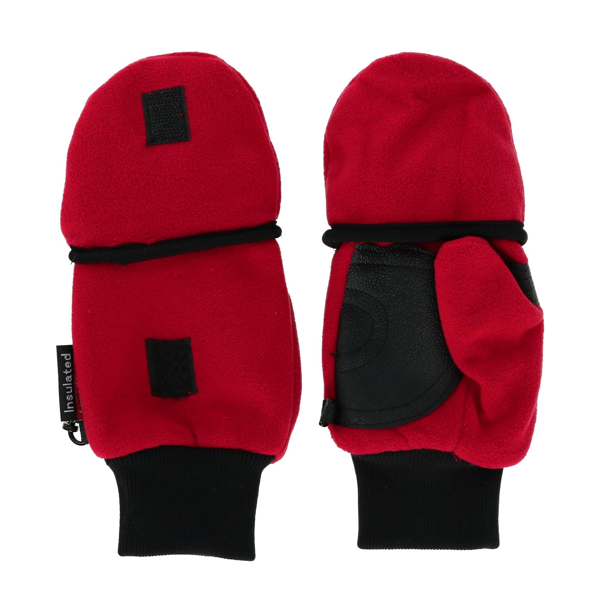 CTM® Kids' and Teens' Fleece Convertible Fingerless Winter Mitten / Gloves - Red