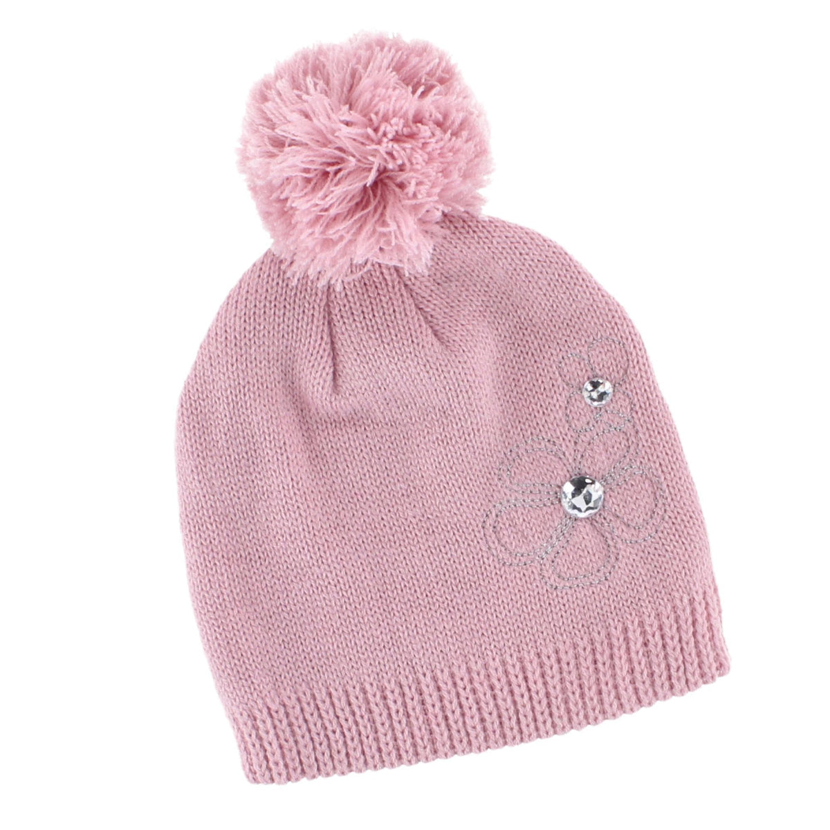 ClimaZer0 Girl's Flower Beanie Hat Scarf and Gloves Winter Set - Pink