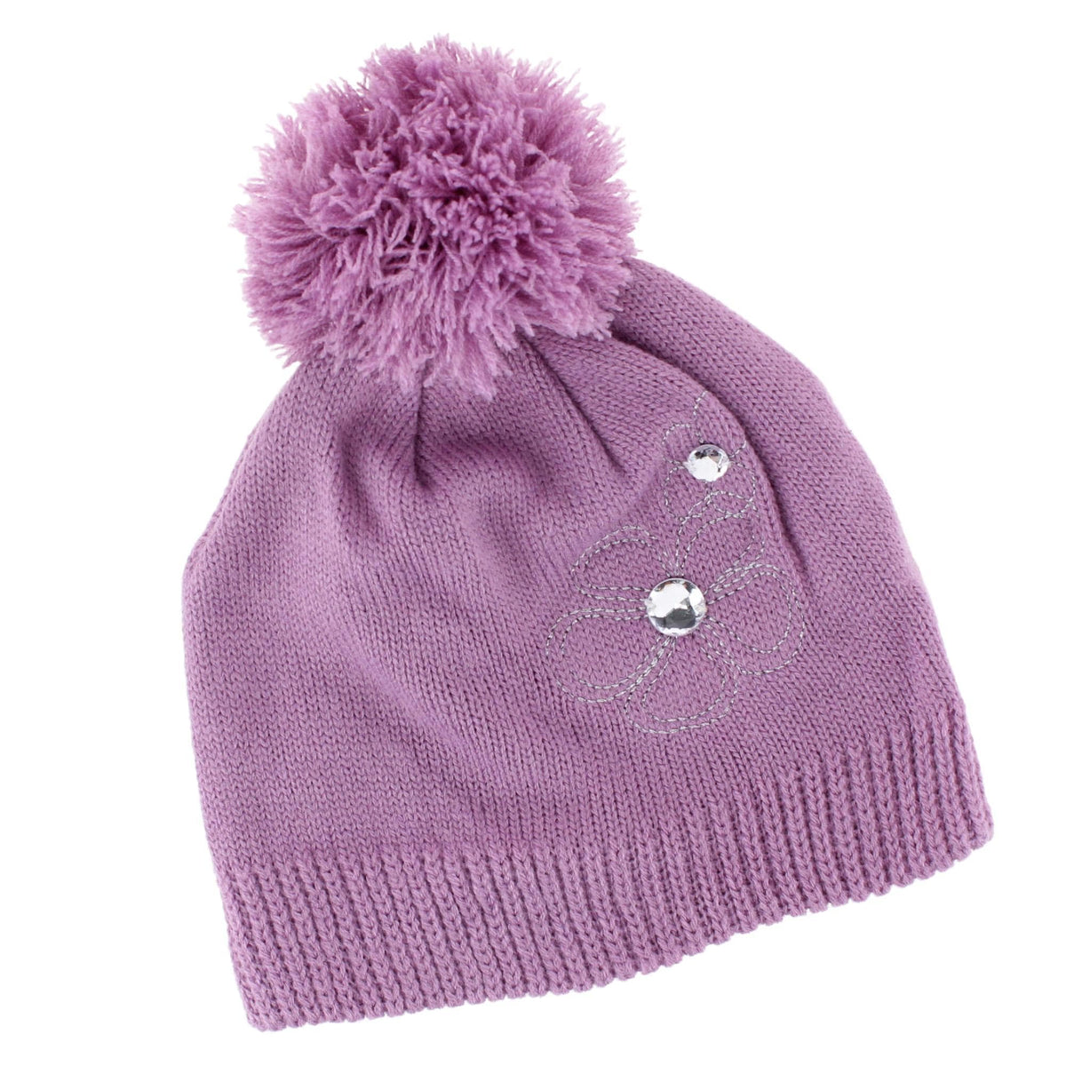 ClimaZer0 Girl's Flower Beanie Hat Scarf and Gloves Winter Set - Purple