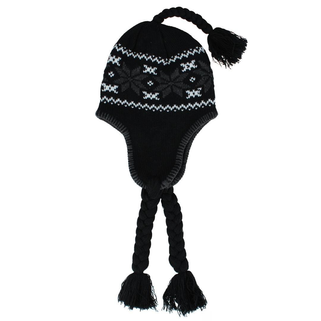 Polar Wear Women's Snowflake Winter Aviator Hat - Black