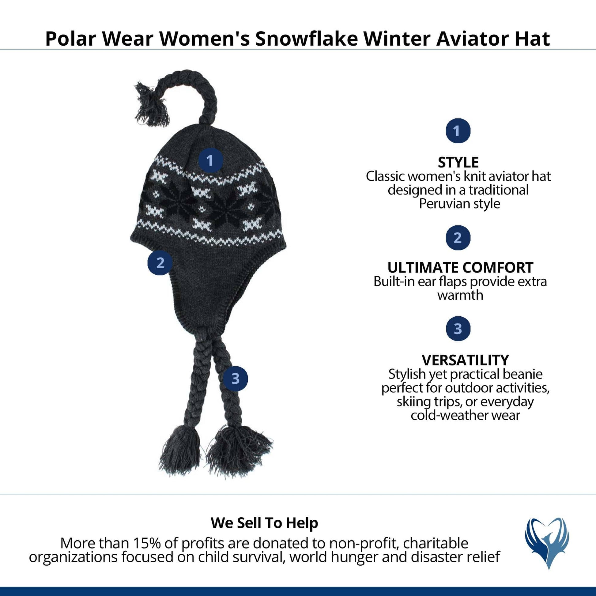 Polar Wear Women's Snowflake Winter Aviator Hat - Gray