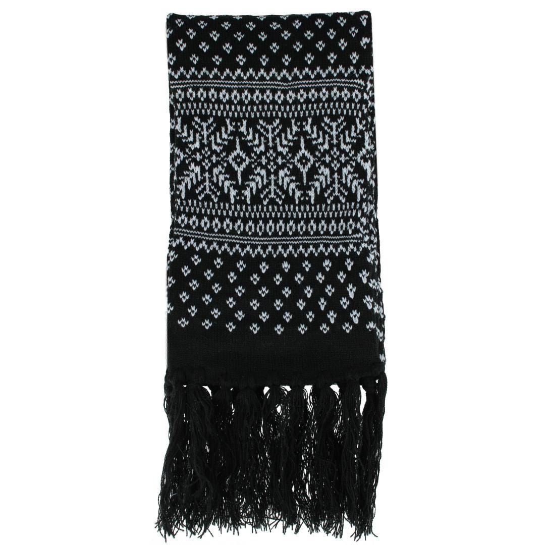 Polar Wear Men's Winter Snowflake Pattern Heavyweight Knit Scarf - Black