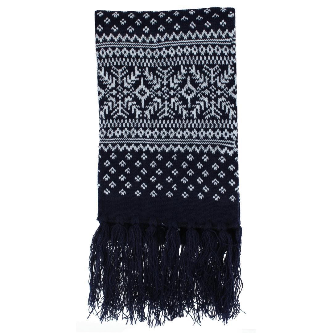 Polar Wear Men's Winter Snowflake Pattern Heavyweight Knit Scarf - Navy