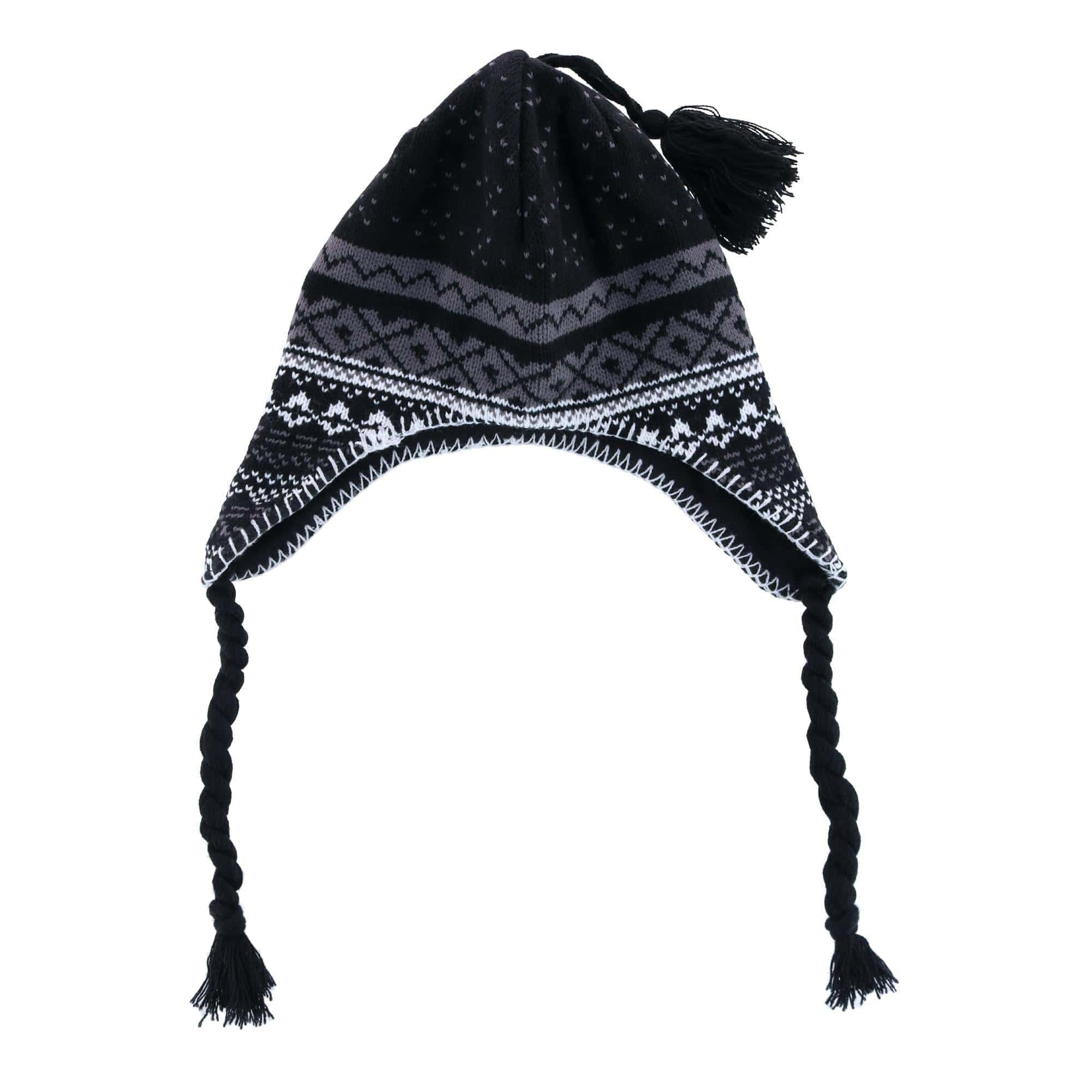 CTM® Men's Heavy Knit Winter Pattern Hat Glove and Scarf Set - Black