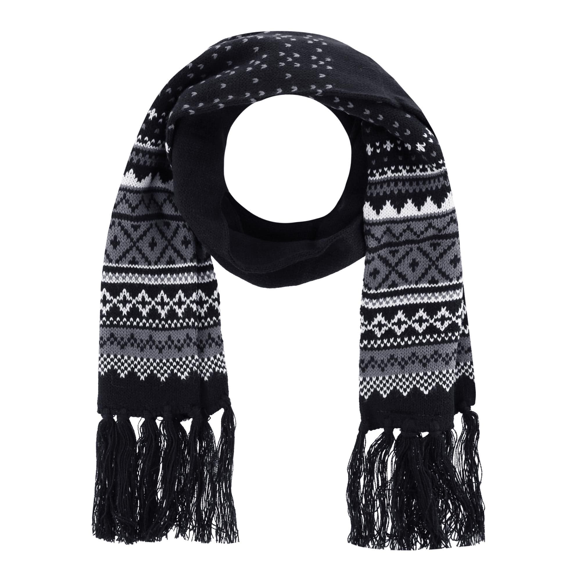 CTM® Men's Heavy Knit Winter Pattern Hat Glove and Scarf Set - Black