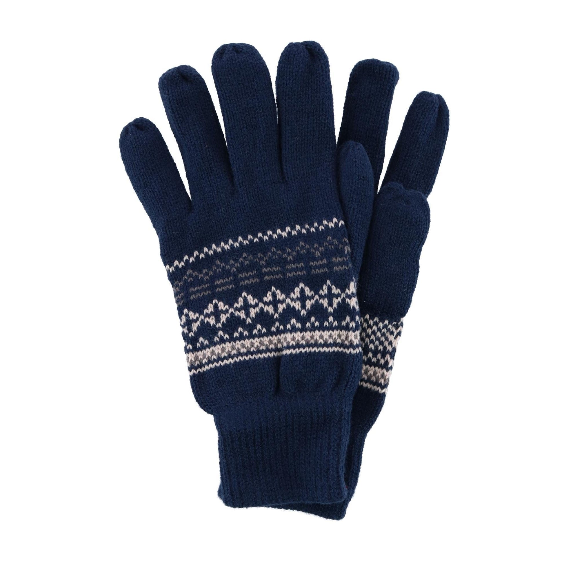 CTM® Men's Heavy Knit Winter Pattern Hat Glove and Scarf Set - Navy