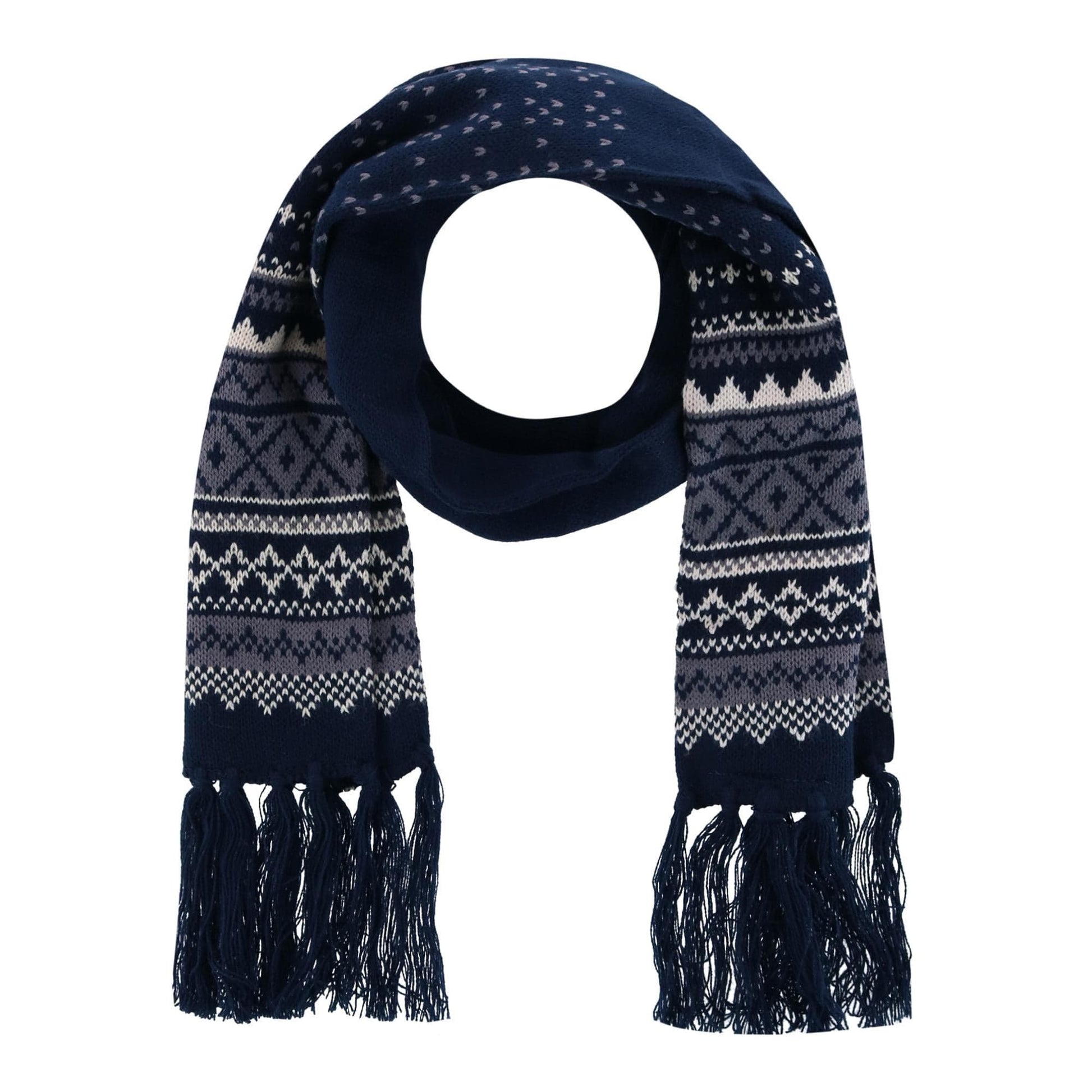 CTM® Men's Heavy Knit Winter Pattern Hat Glove and Scarf Set - Navy