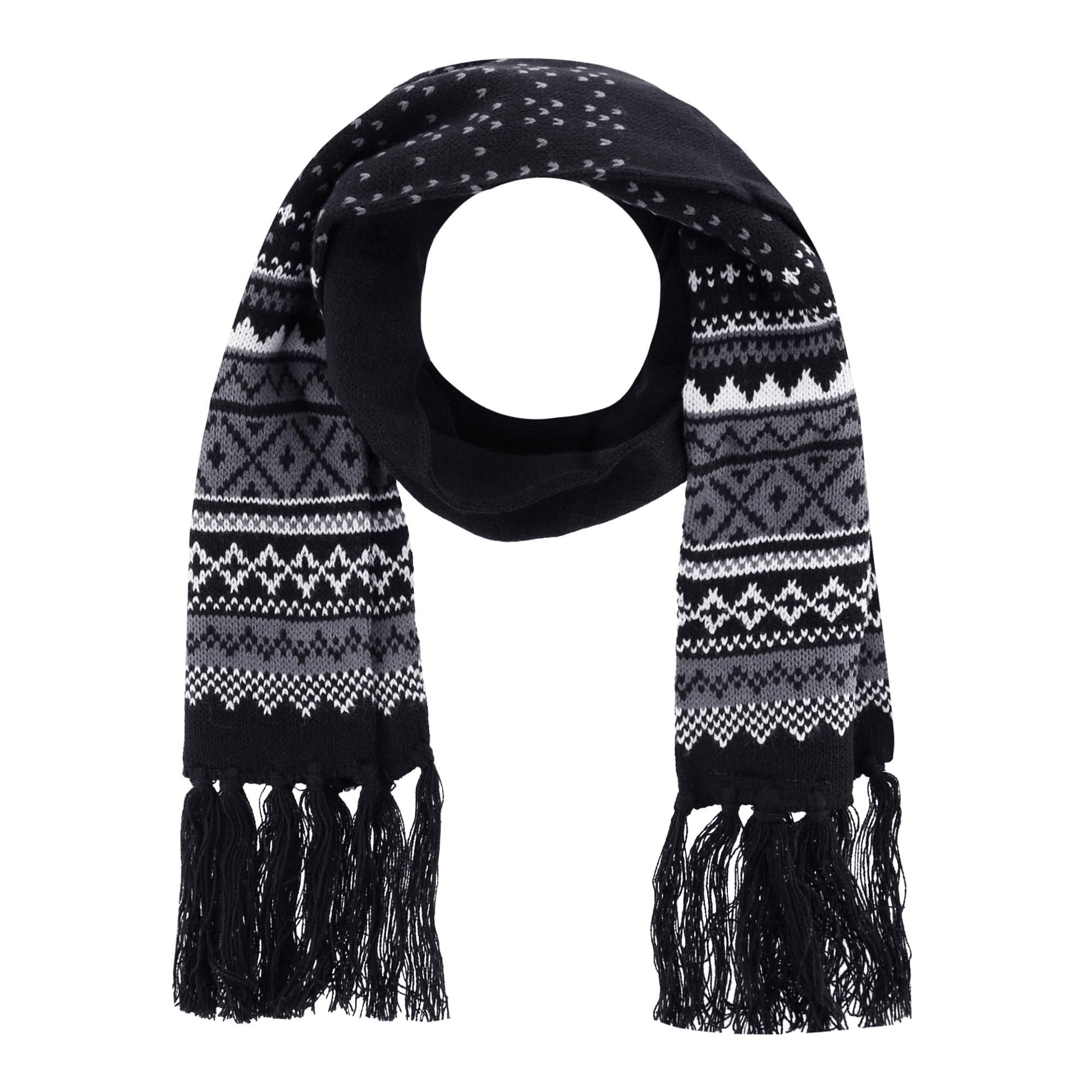 CTM® Men's Heavy Knit Winter Pattern Scarf - Black