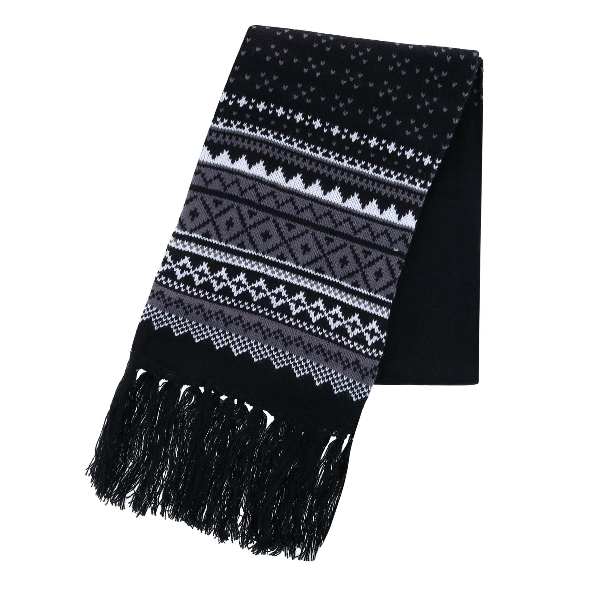 CTM® Men's Heavy Knit Winter Pattern Scarf - Black
