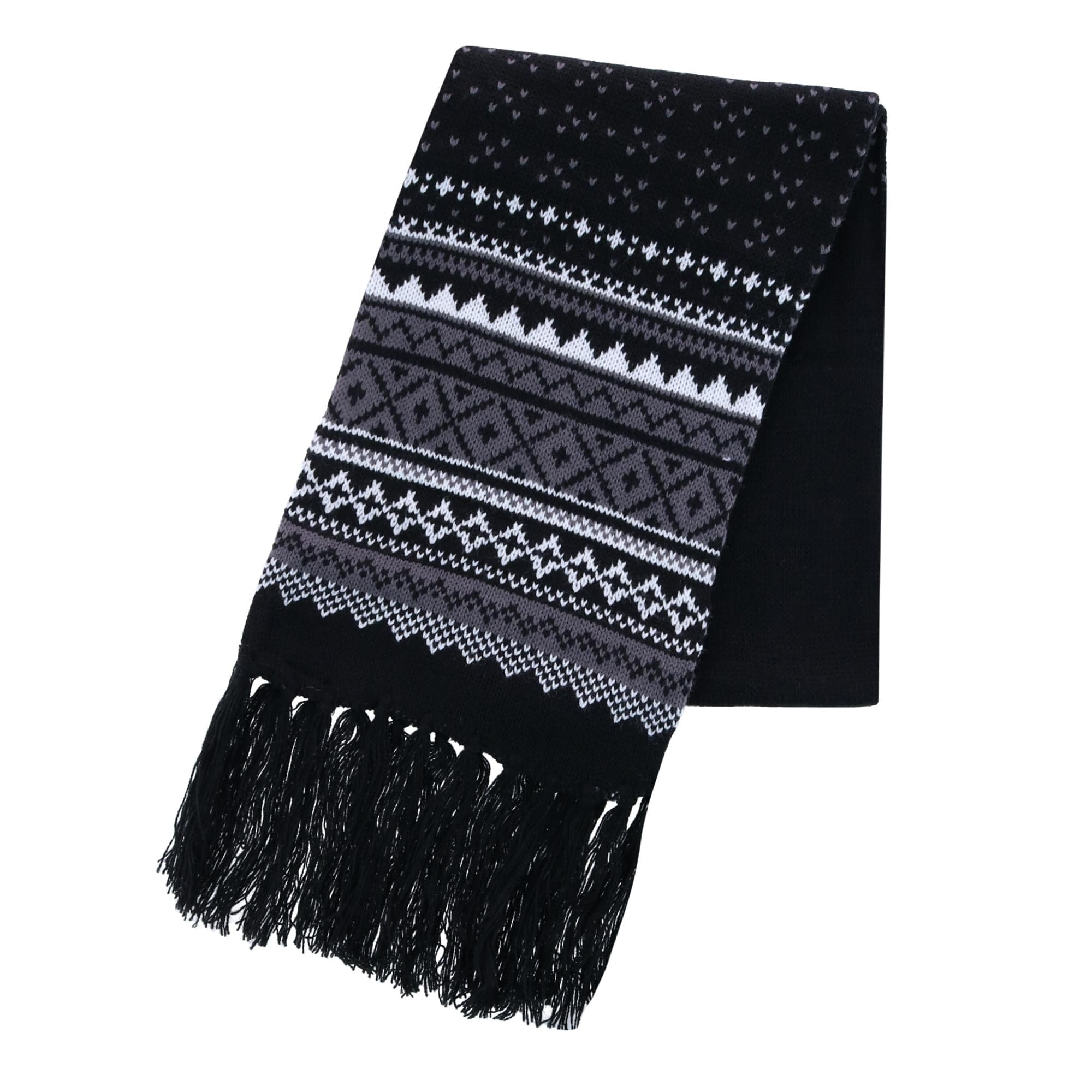 CTM® Men's Heavy Knit Winter Pattern Scarf - Black