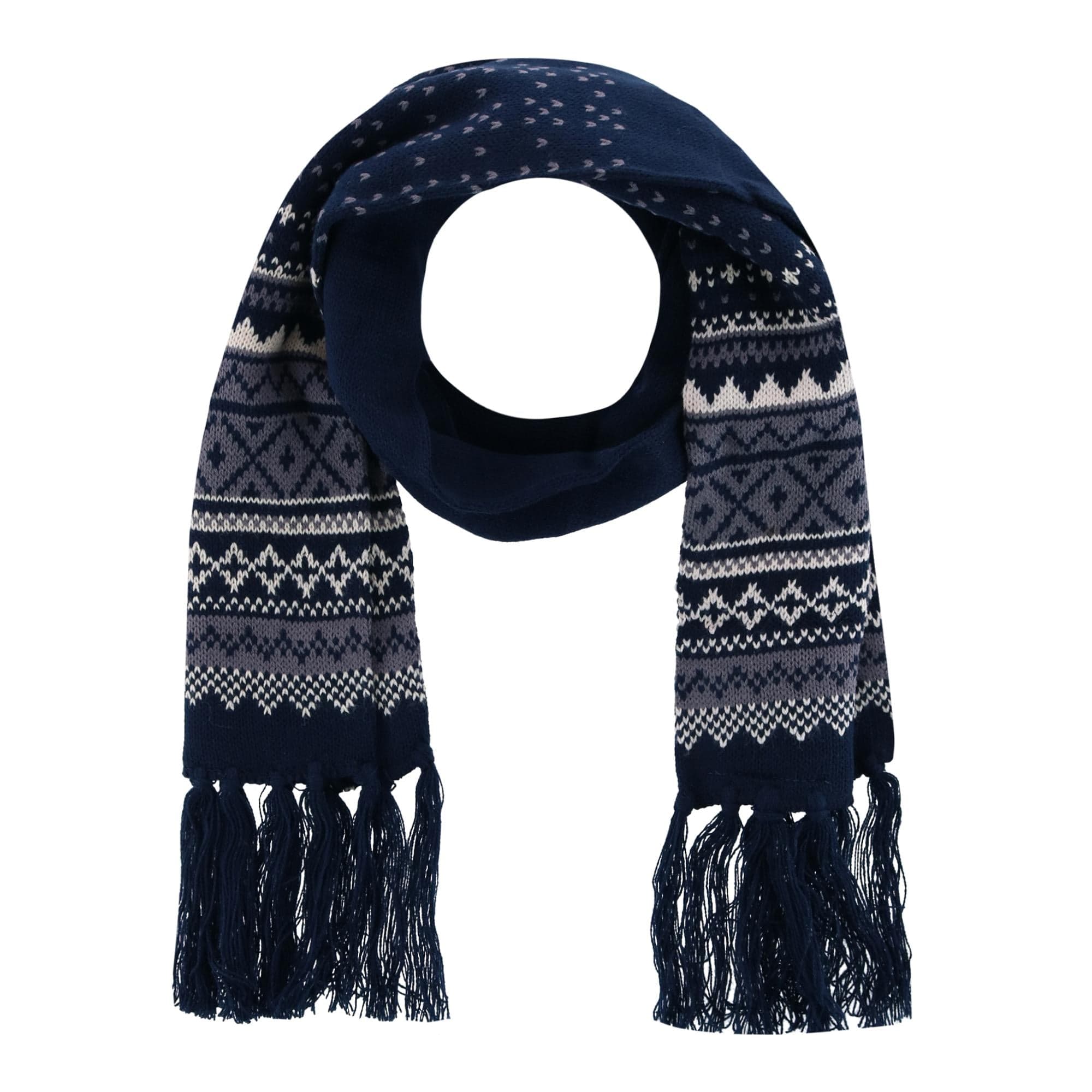 CTM® Men's Heavy Knit Winter Pattern Scarf - Navy