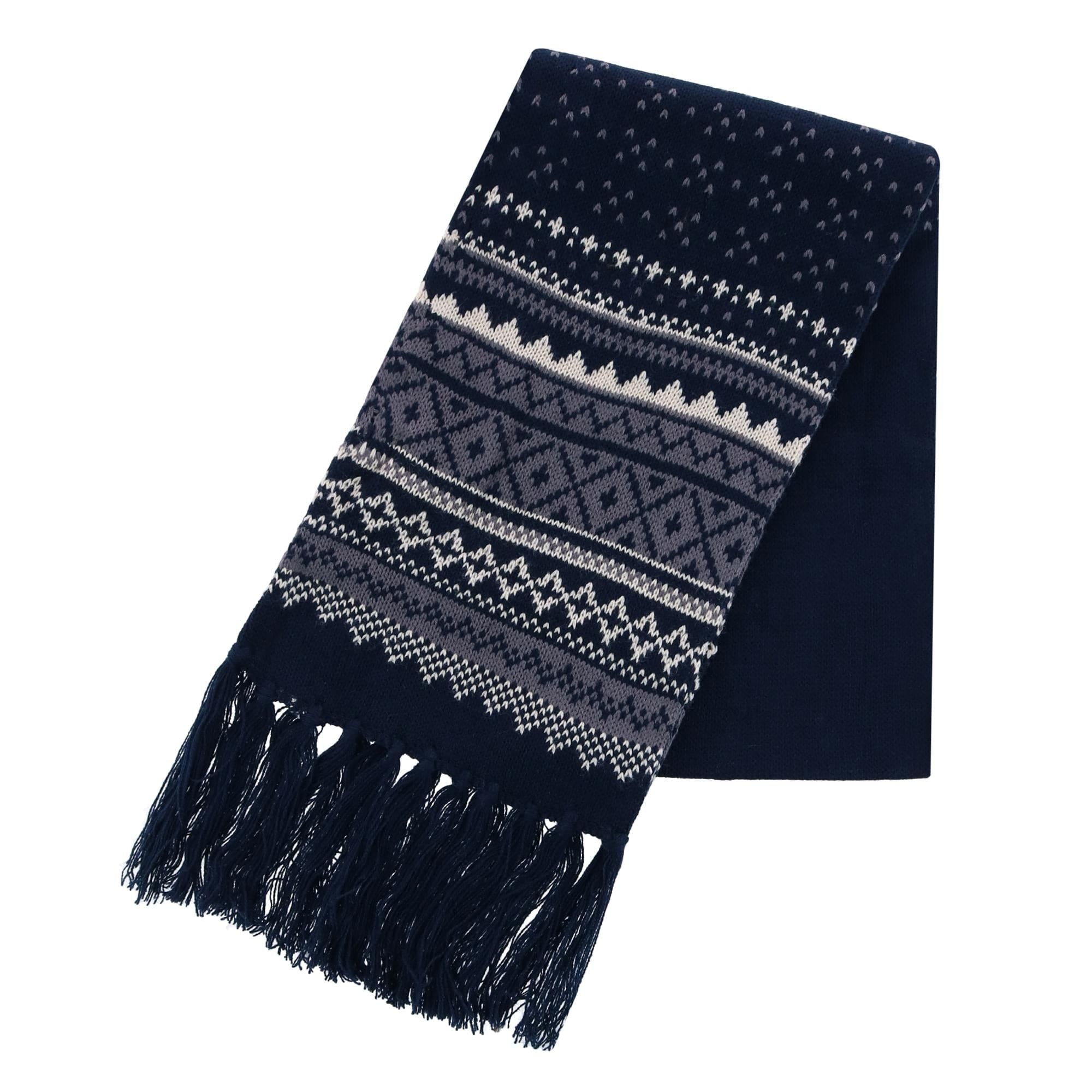 CTM® Men's Heavy Knit Winter Pattern Scarf - Navy