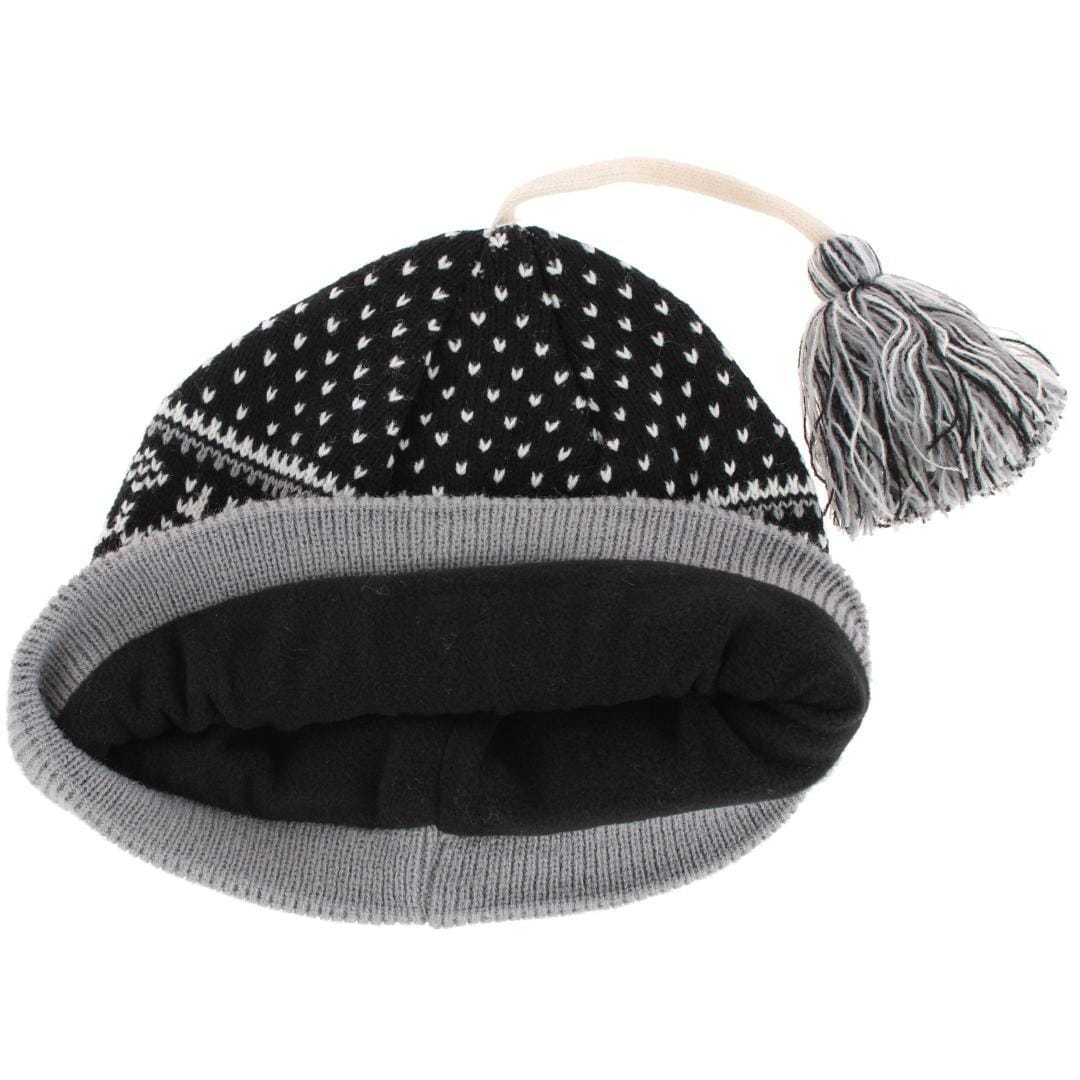ClimaZer0 Women's Heavyweight Snowflake Winter Beanie Hat - Black