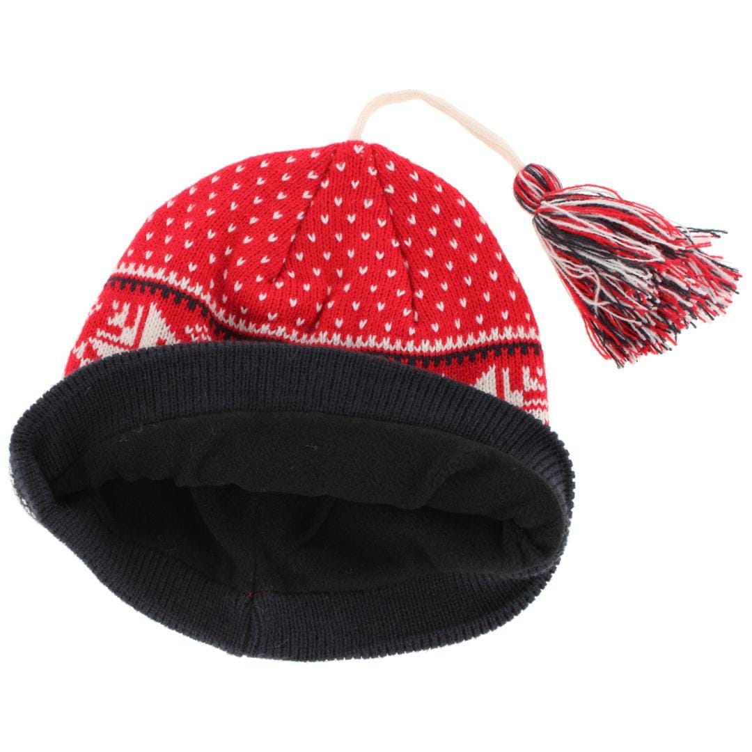 ClimaZer0 Women's Heavyweight Snowflake Winter Beanie Hat - Red