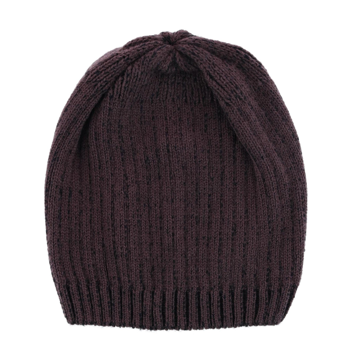 CTM® Men's Ribbed Knit Mixed Wool Beanie - Brown