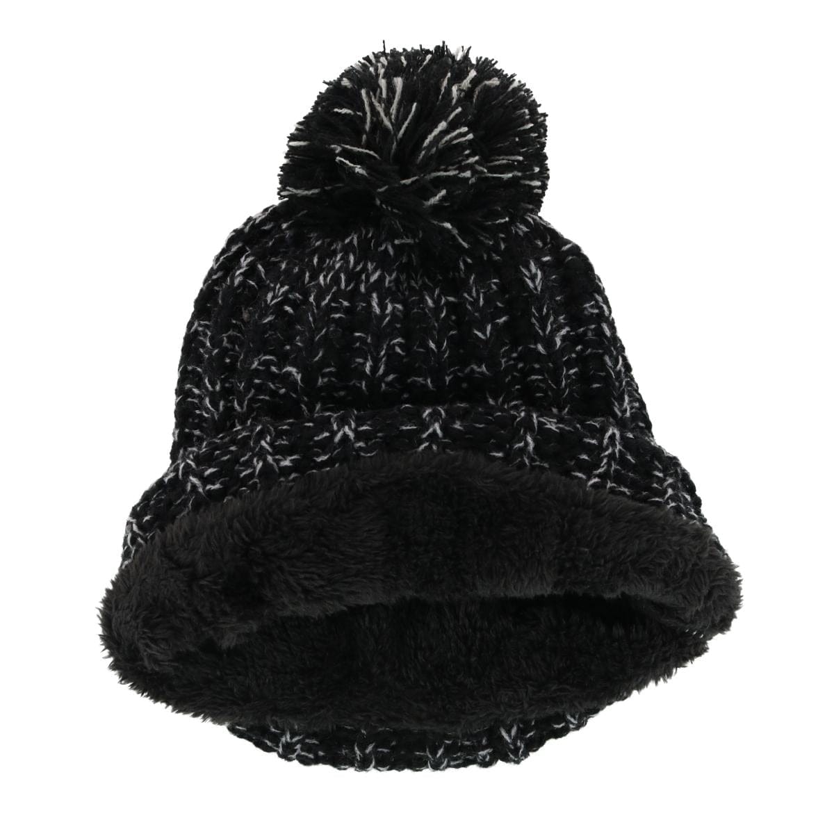 ClimaZer0 Women's Sherpa Lined Knit Winter Beanie Pom Hat - Black
