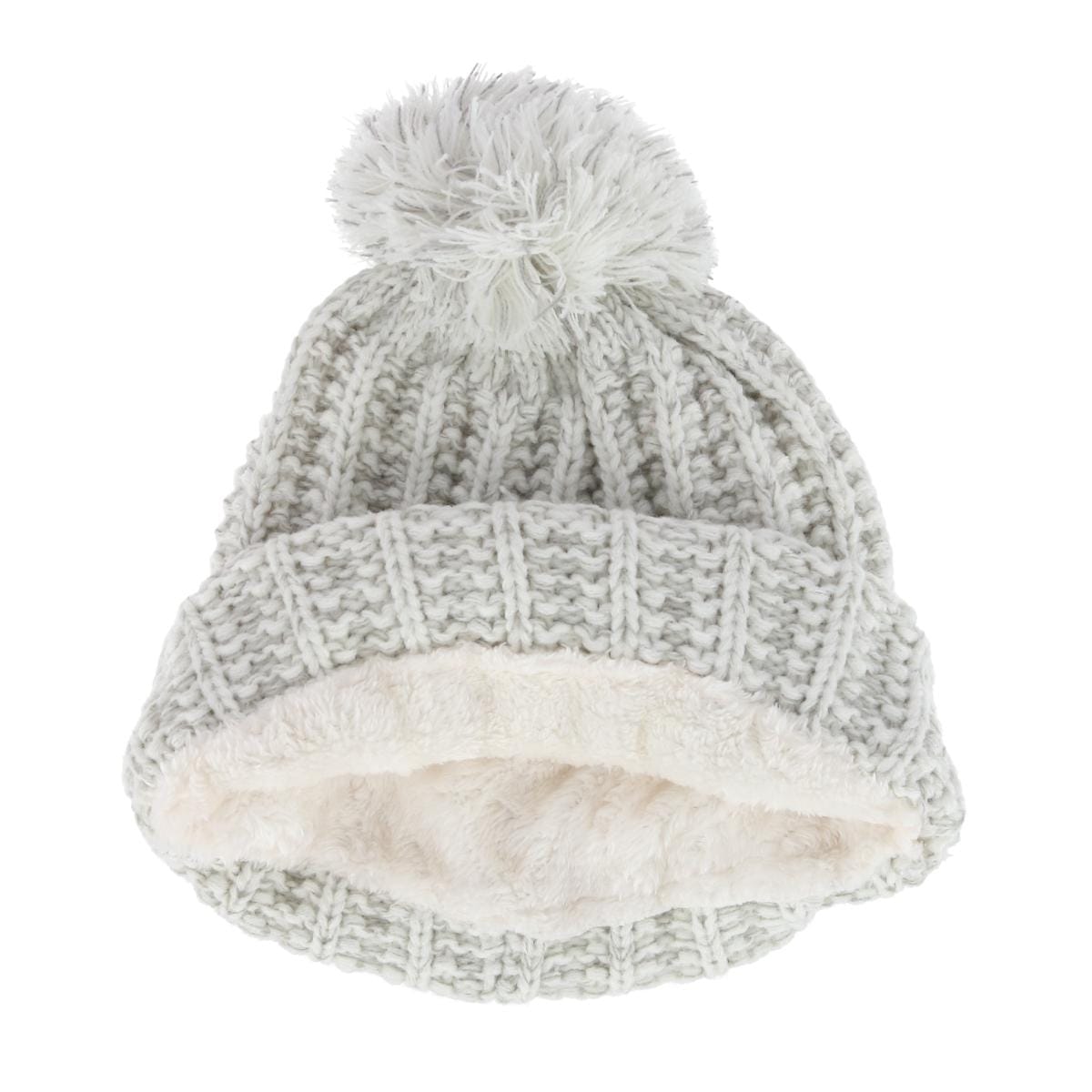 ClimaZer0 Women's Sherpa Lined Knit Winter Beanie Pom Hat - Cream