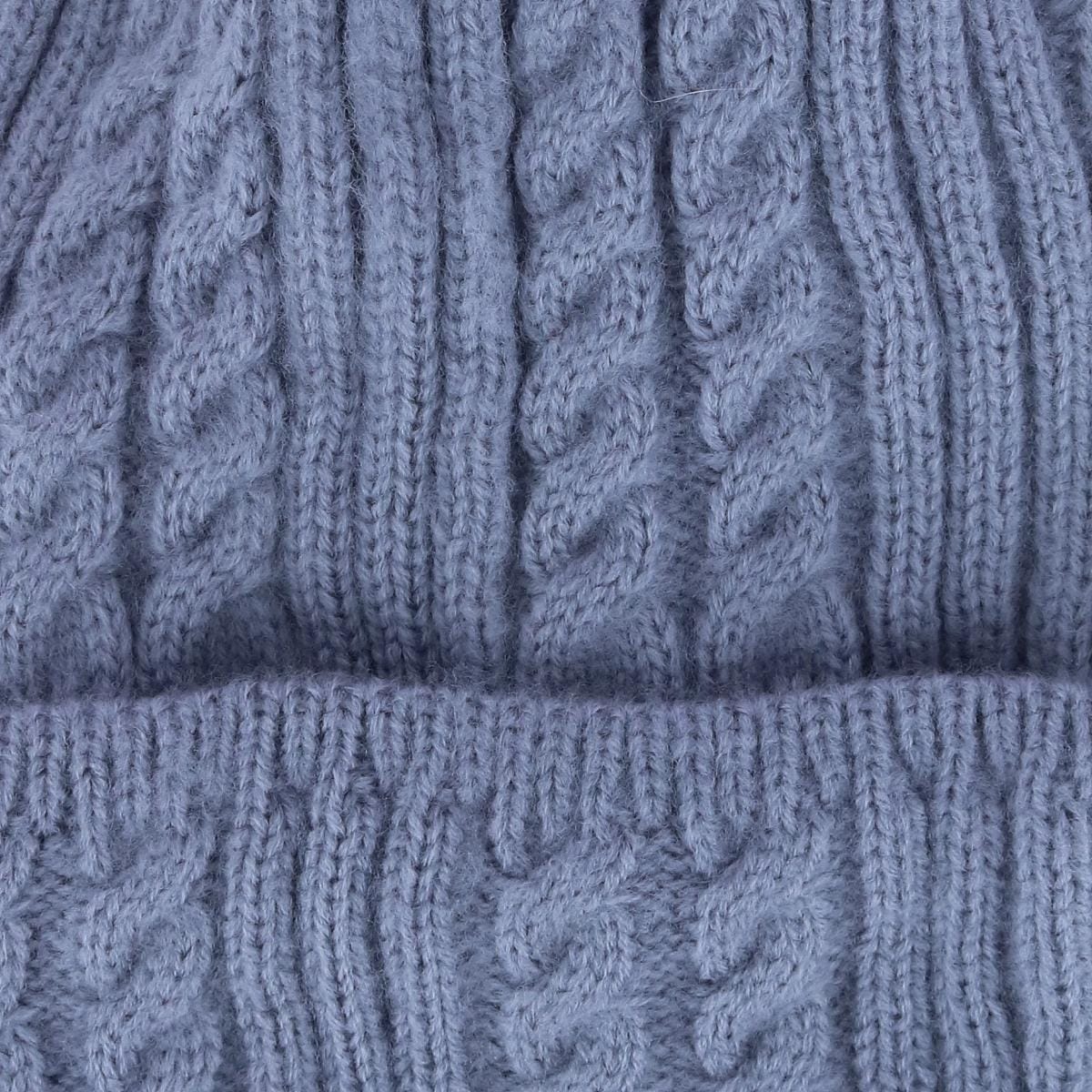 CTM® Women's Knit Winter Beanie with Cuff and Synthetic Fur Pom - Gray