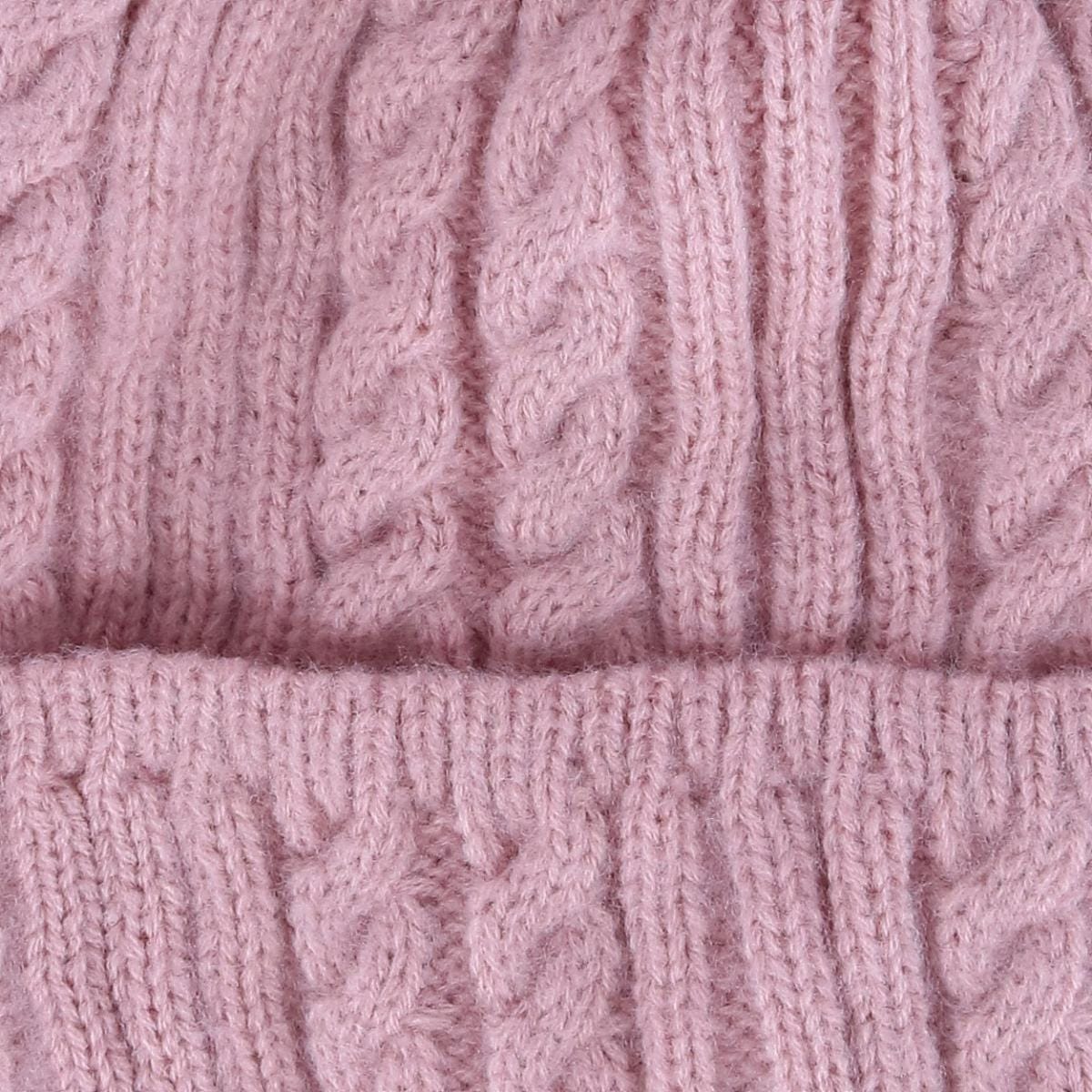 CTM® Women's Knit Winter Beanie with Cuff and Synthetic Fur Pom - Pink