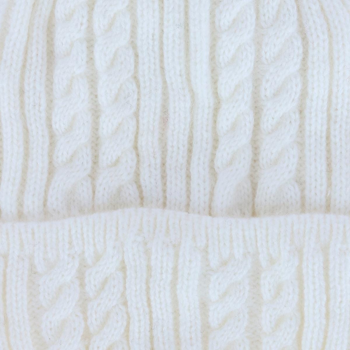 CTM® Women's Knit Winter Beanie with Cuff and Synthetic Fur Pom - White