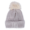 Women's Knit Winter Beanie with Cuff and Synthetic Fur Pom