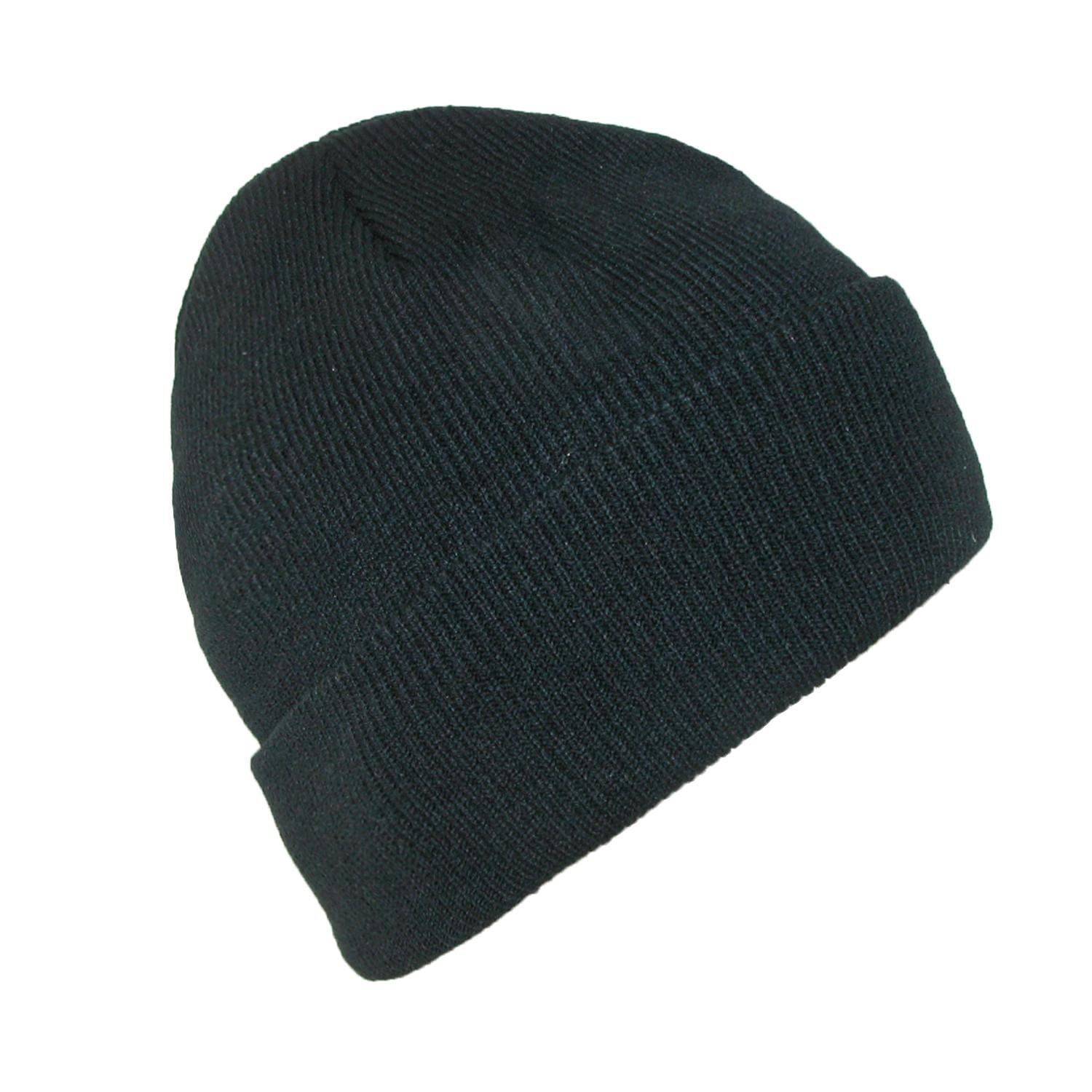 CTM® Men's Winter Black Stocking Cuff Knit Cap (Pack of 2)