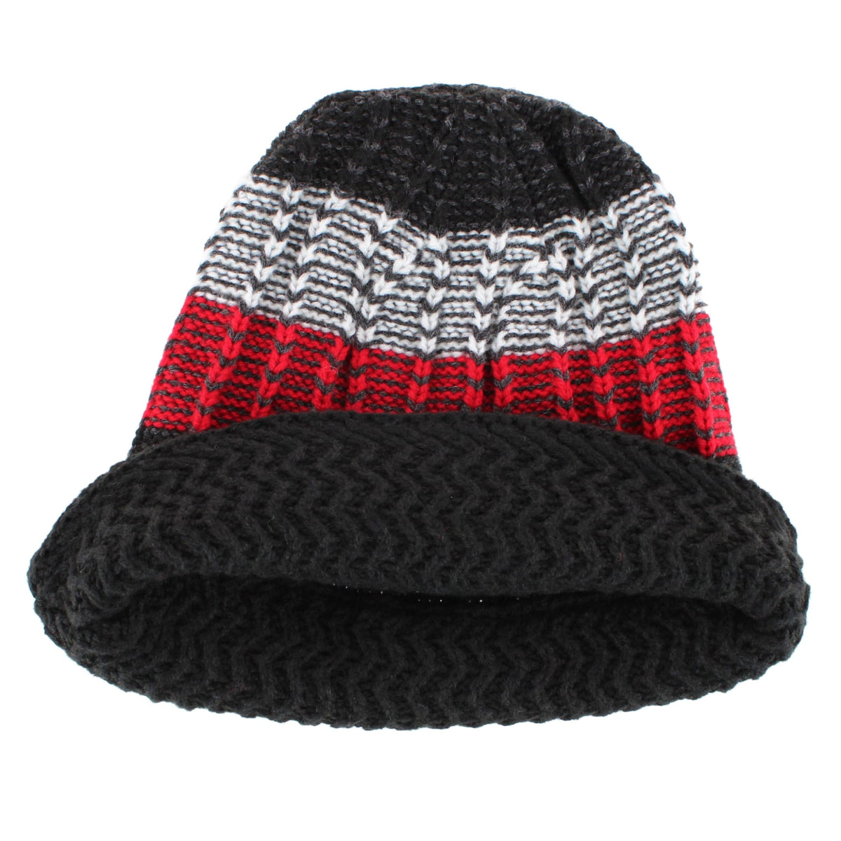 G&S Originals Men's Color Block Stripe Knit Winter Beanie Hat - Black