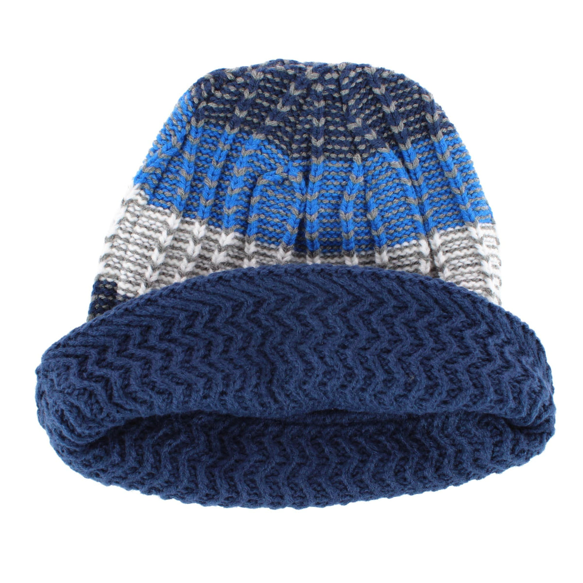G&S Originals Men's Color Block Stripe Knit Winter Beanie Hat - Blue