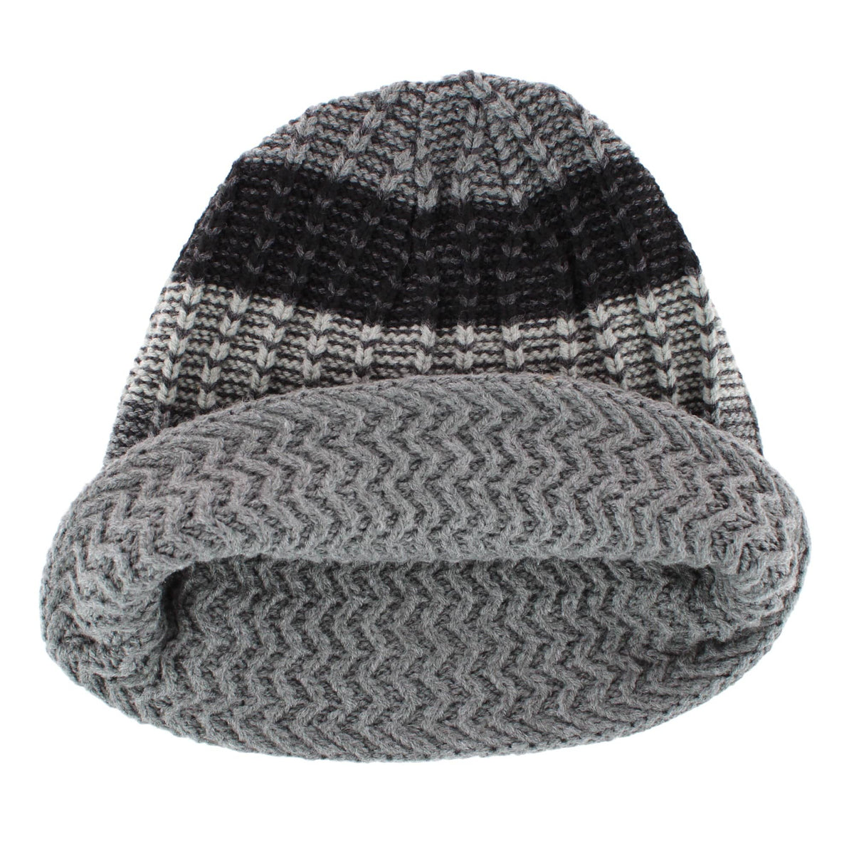 G&S Originals Men's Color Block Stripe Knit Winter Beanie Hat - Gray