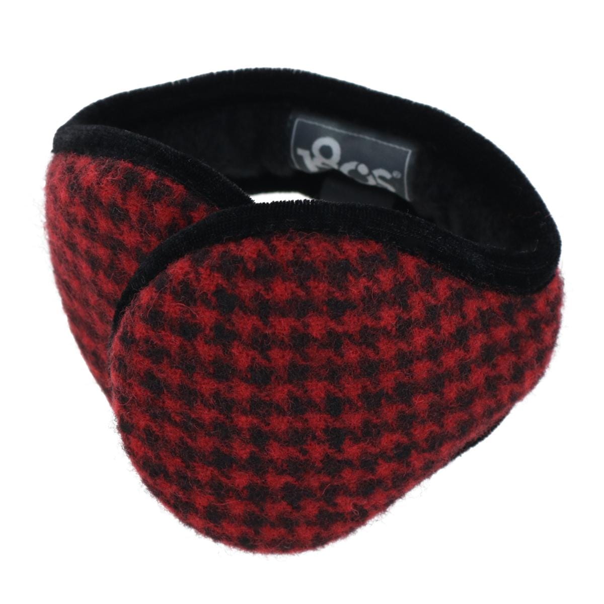 180s Women's American Wool Houndstooth Wrap Around Ear Warmer - Red