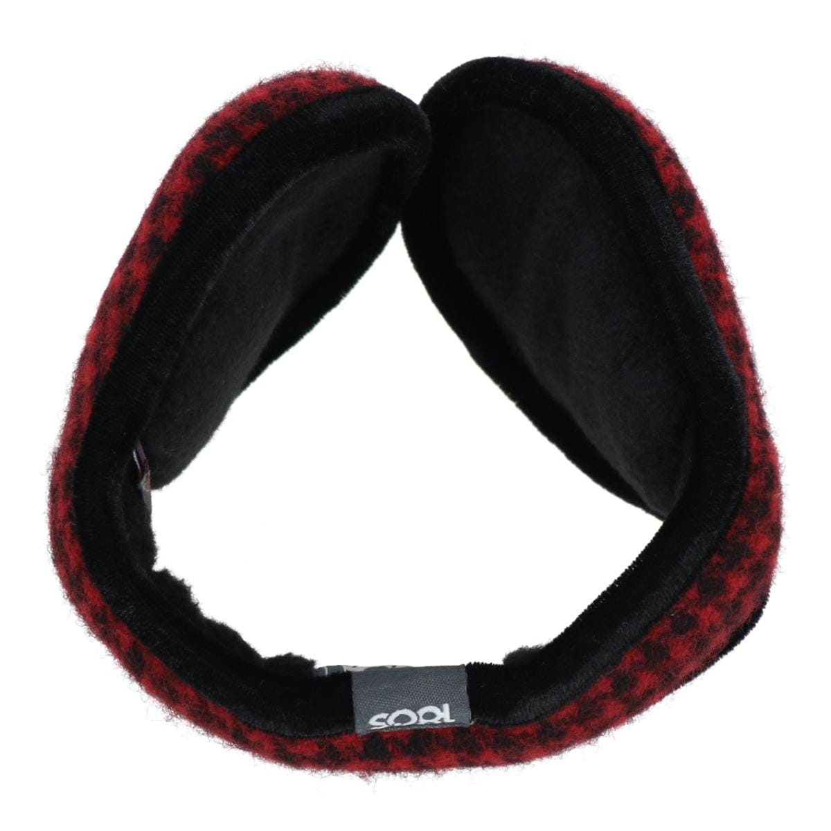 180s Women's American Wool Houndstooth Wrap Around Ear Warmer - Red