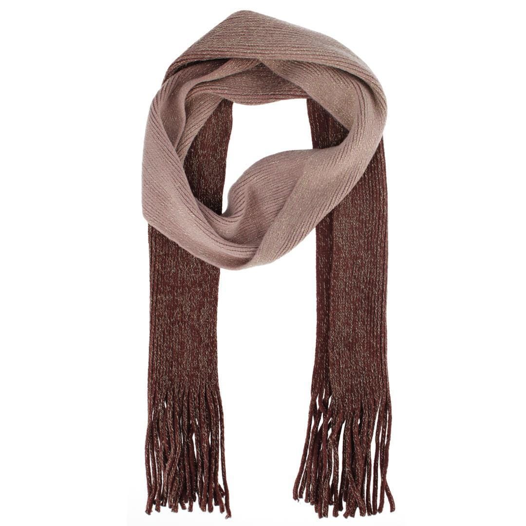 CTM® Women's Drop Dye Lurex Winter Scarf - Brown