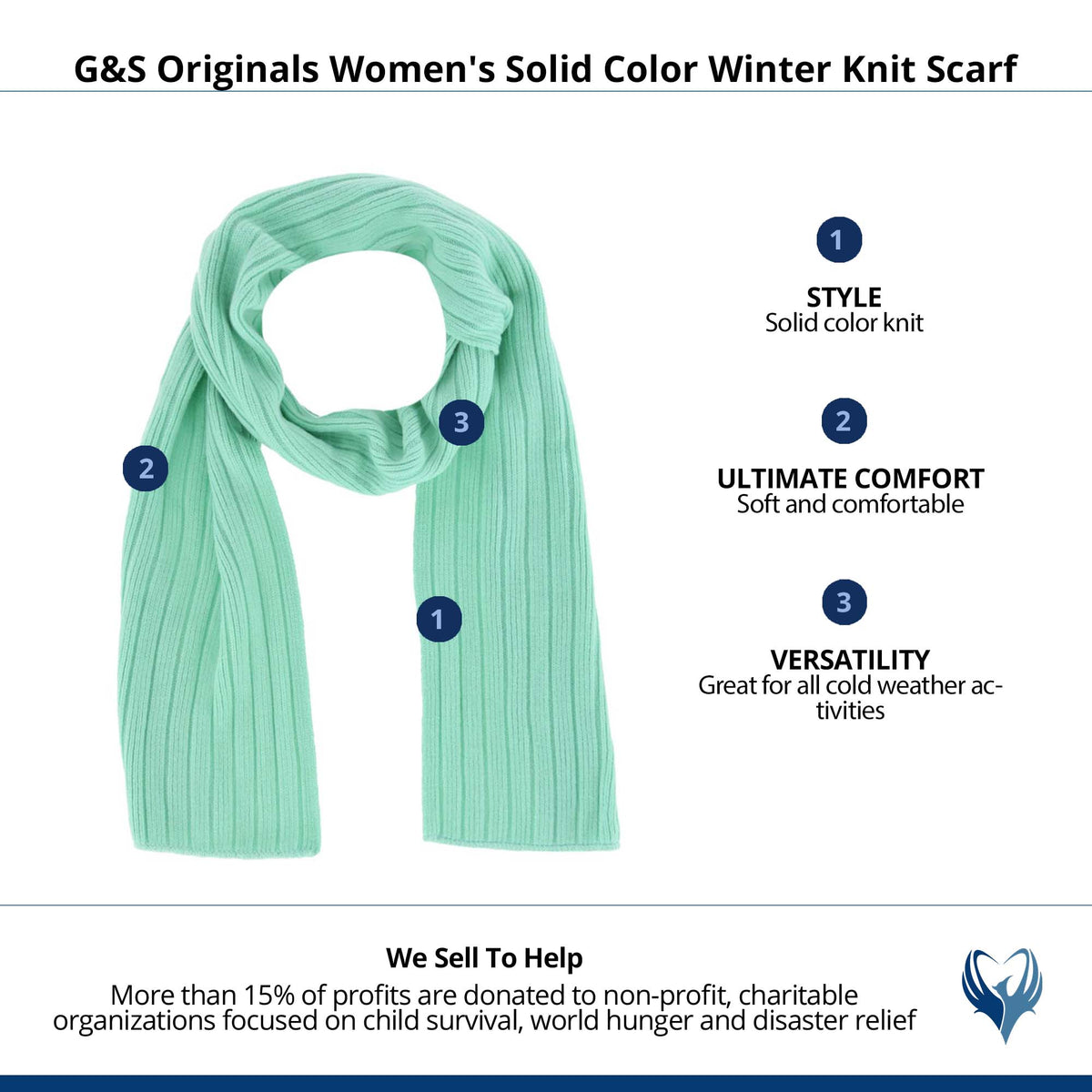 G&S Originals Women's Solid Color Winter Knit Scarf - Aqua