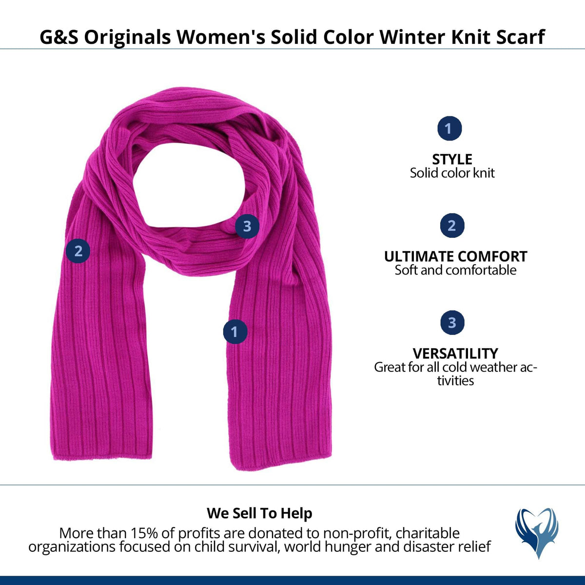 G&S Originals Women's Solid Color Winter Knit Scarf - Pink