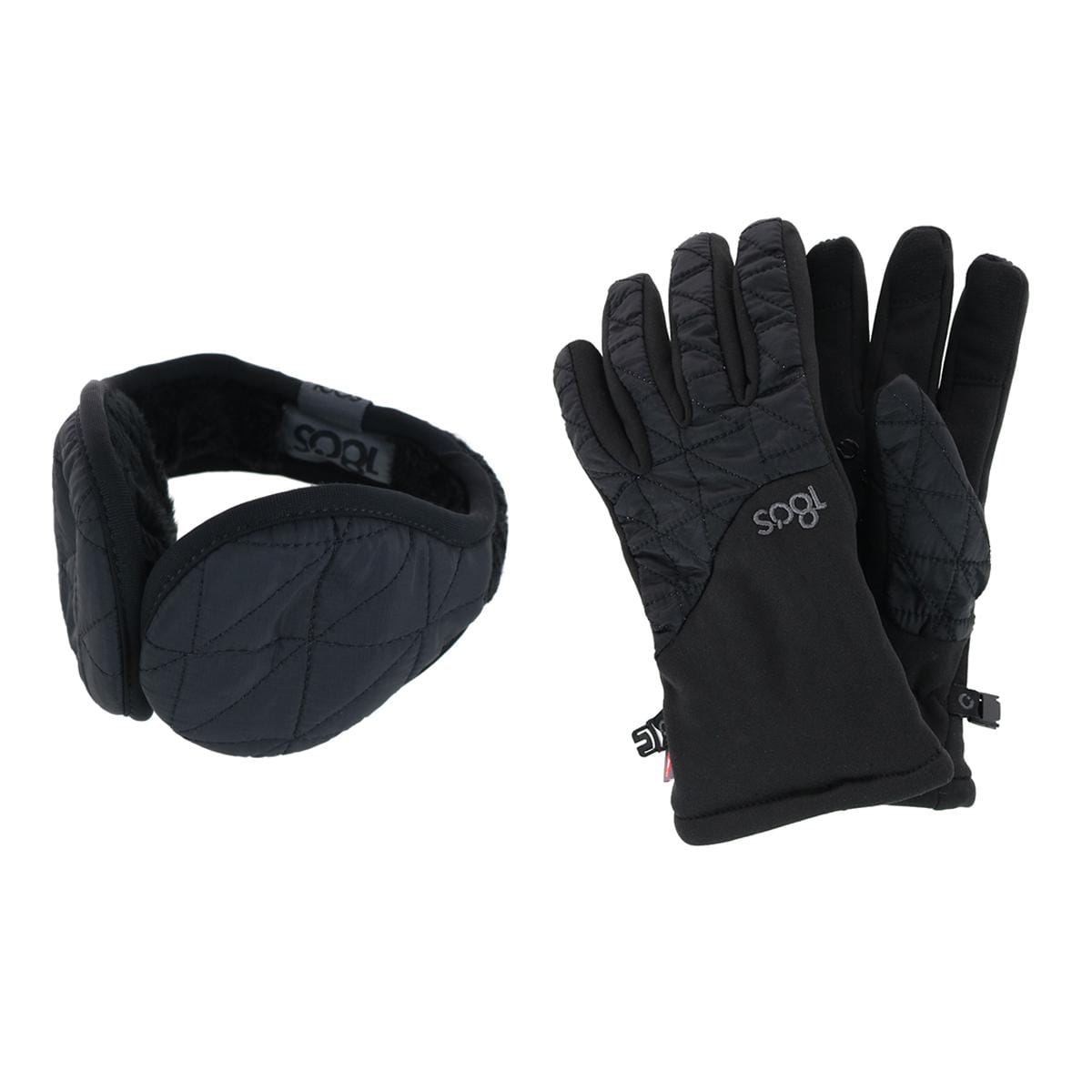 180s Women's All Finger Touchscreen Winter Gloves and Ear Warmer Set - Black