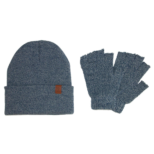 Marbled Hat and Fingerless Gloves Winter Set